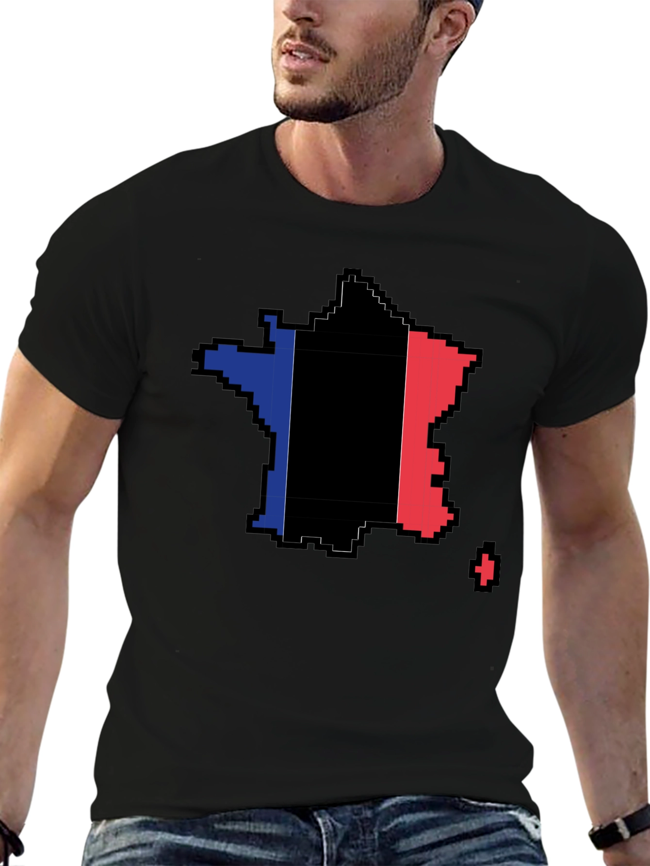 Pixel France Flag T-Shirt - Retro Gaming Style