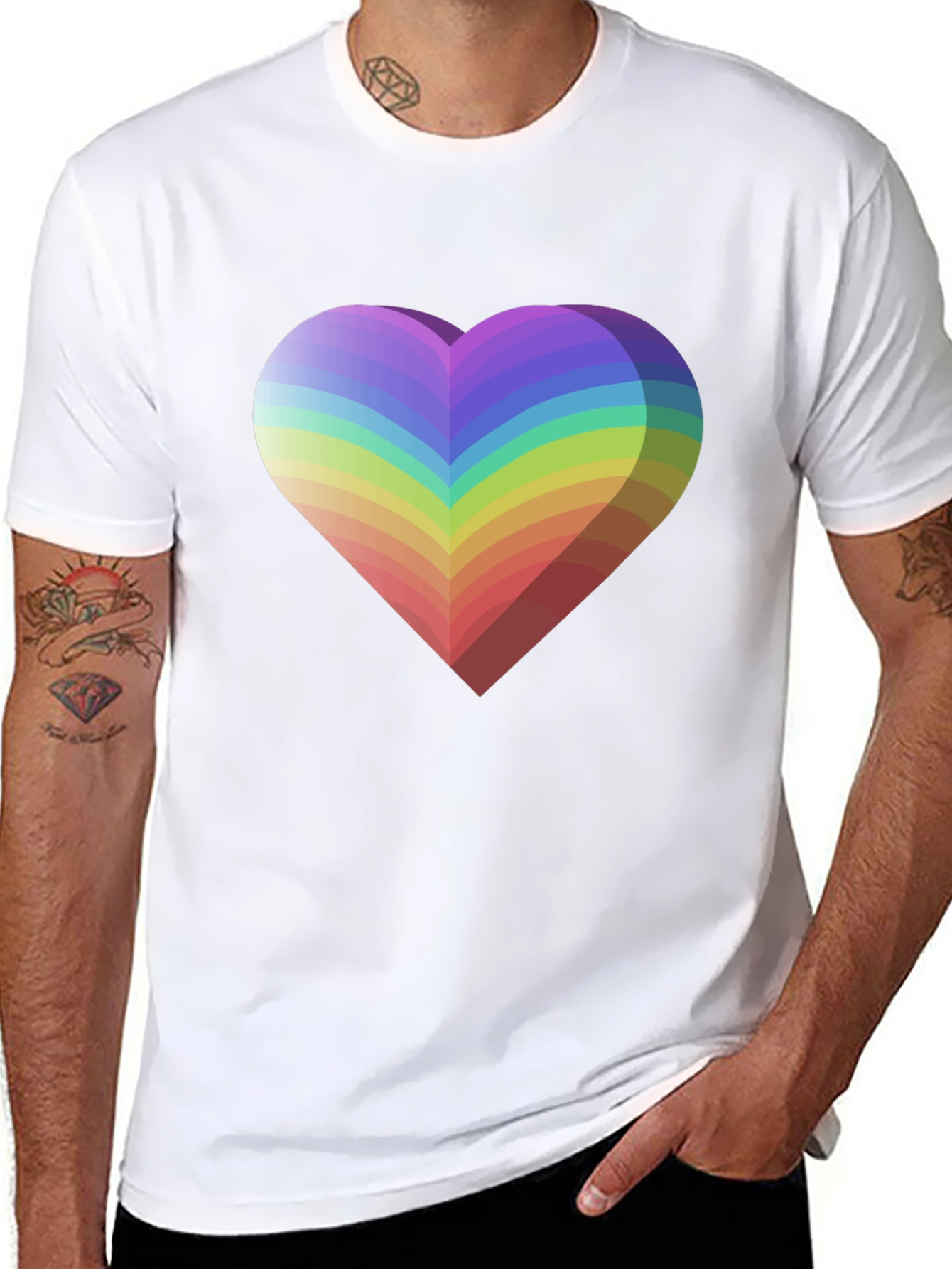 Rainbow Heart Graphic Tee - Black Unisex T-Shirt