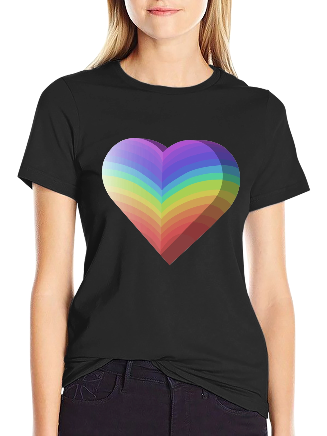 Rainbow Heart Graphic Tee - Black Unisex T-Shirt