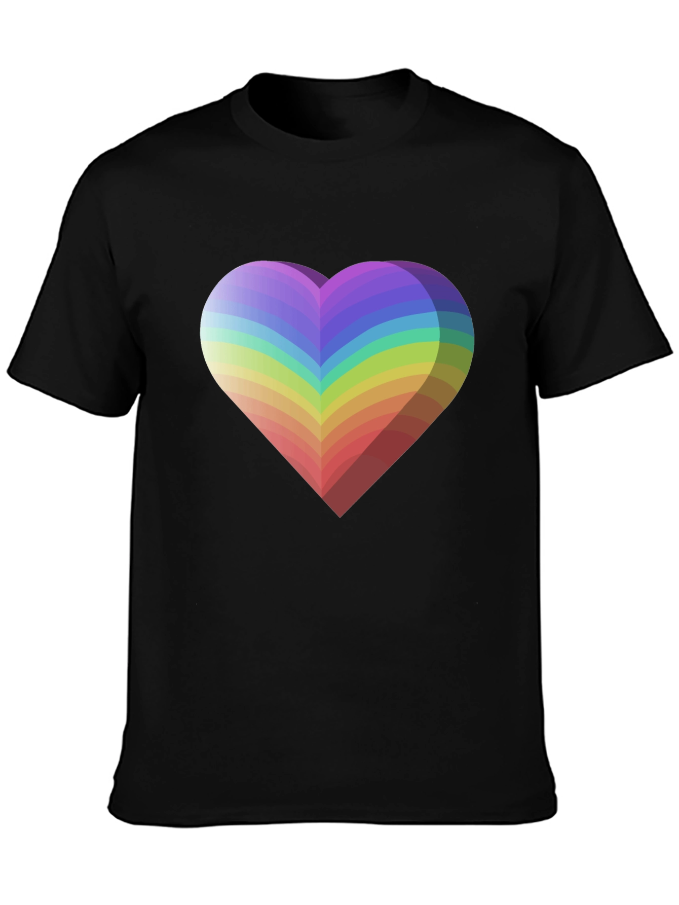Rainbow Heart Graphic Tee - Black Unisex T-Shirt