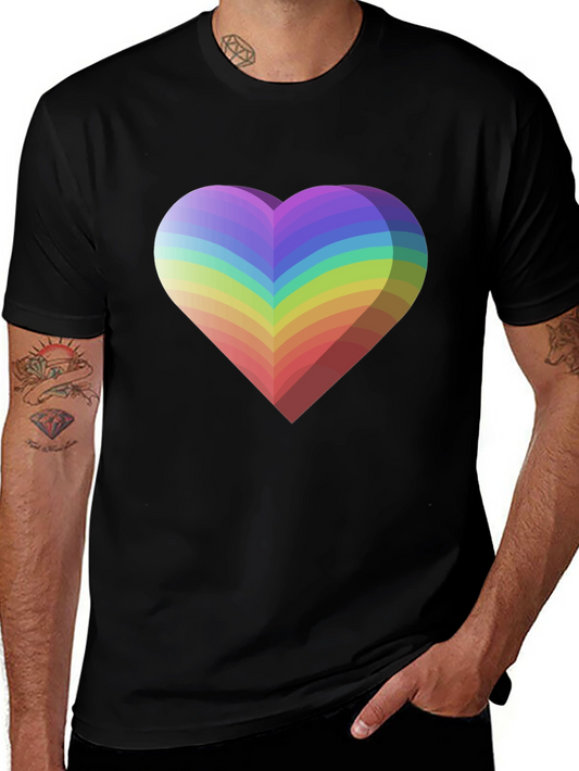 Rainbow Heart Graphic Tee - Black Unisex T-Shirt