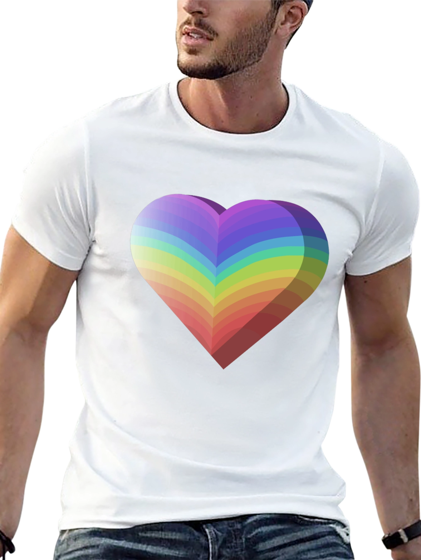 Rainbow Heart Graphic Tee - Black Unisex T-Shirt