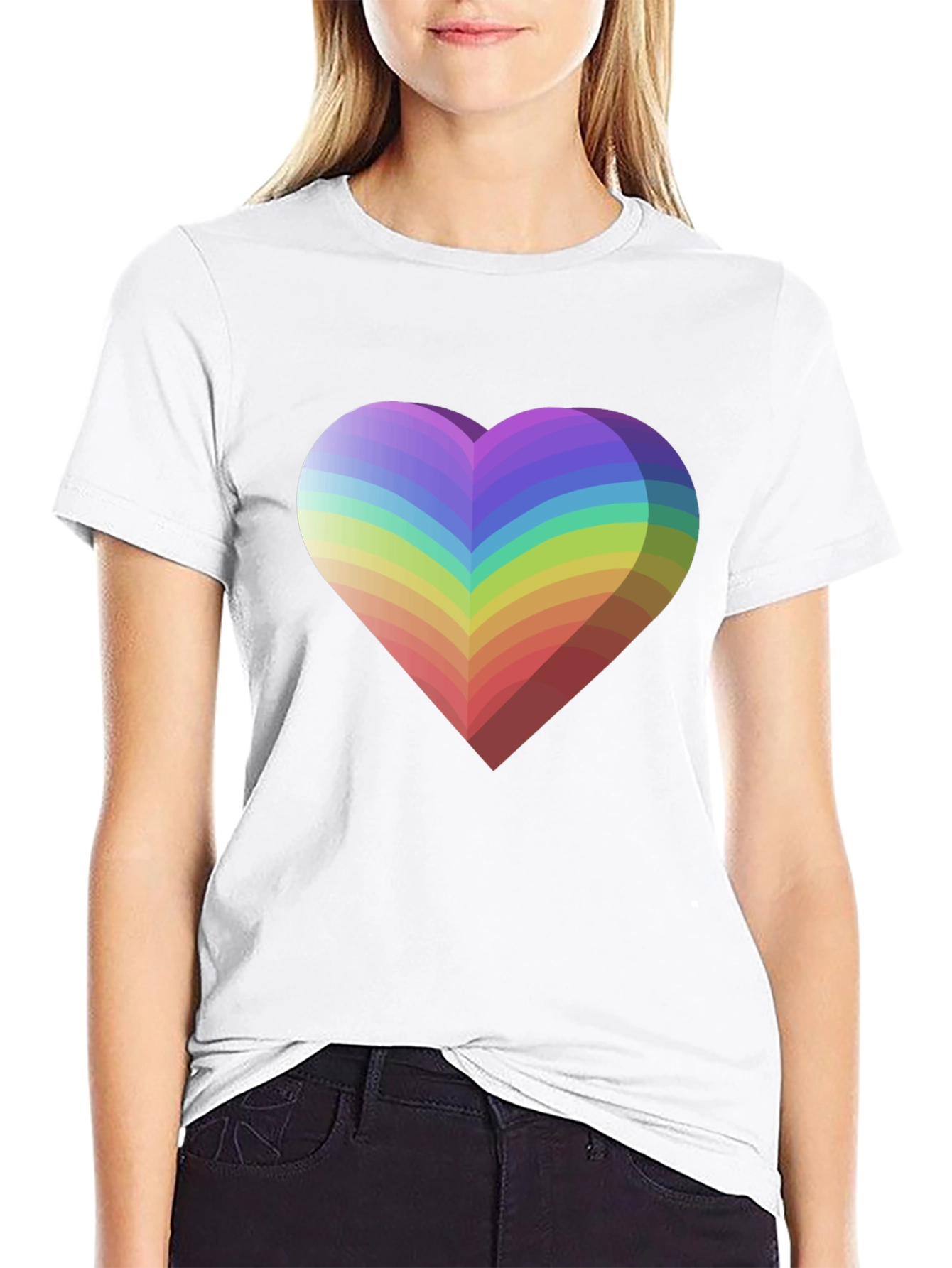 Rainbow Heart Graphic Tee - Black Unisex T-Shirt