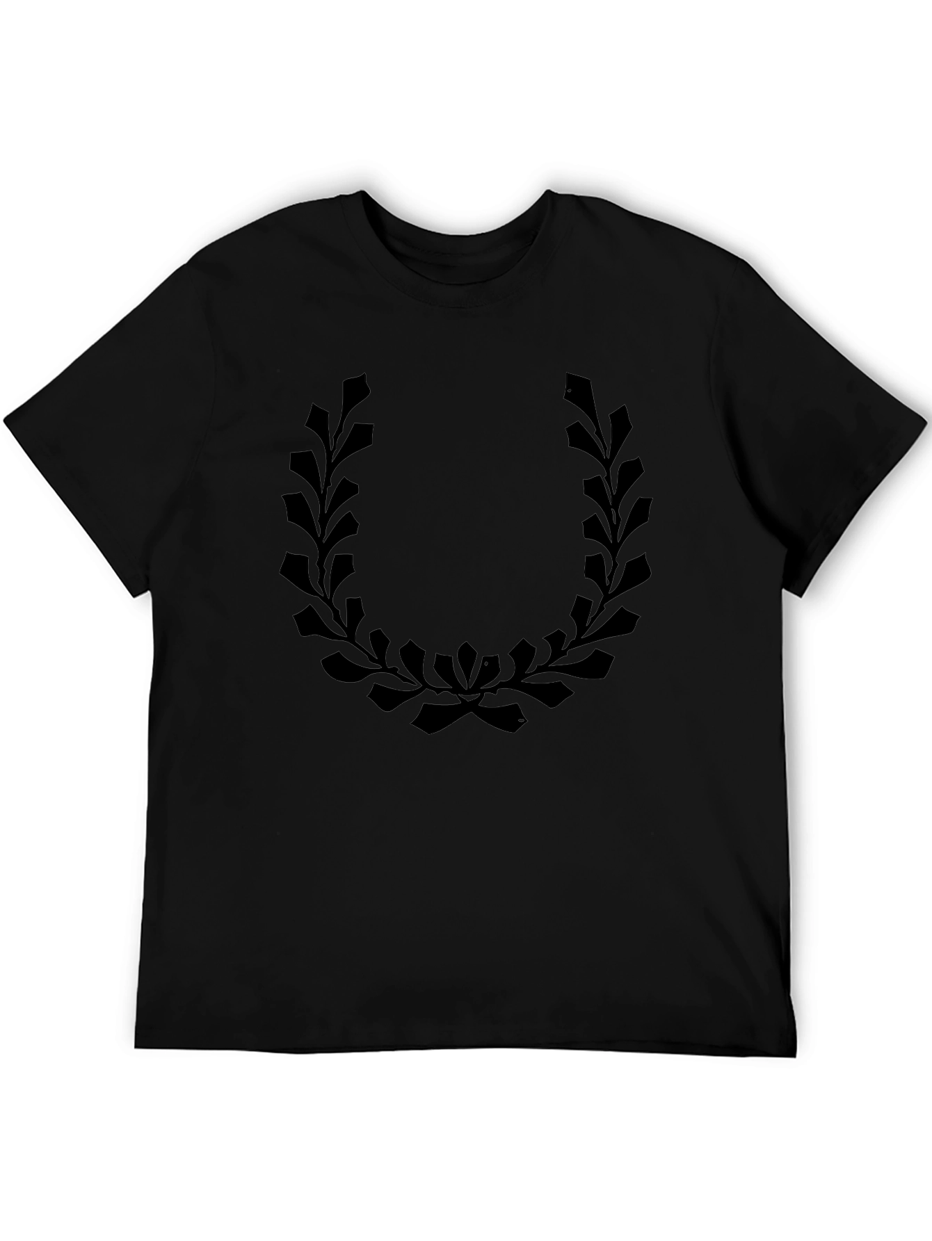 Mens Black T-Shirt with Laurel Wreath Graphic