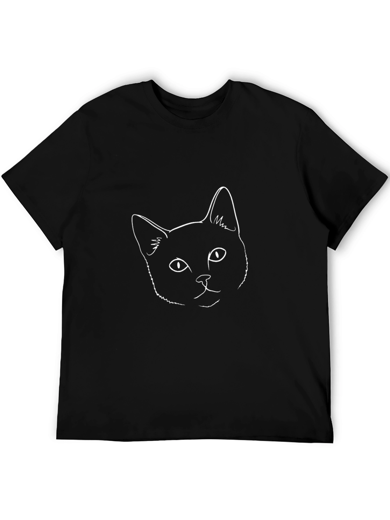 Cat Outline Graphic Tee - Black