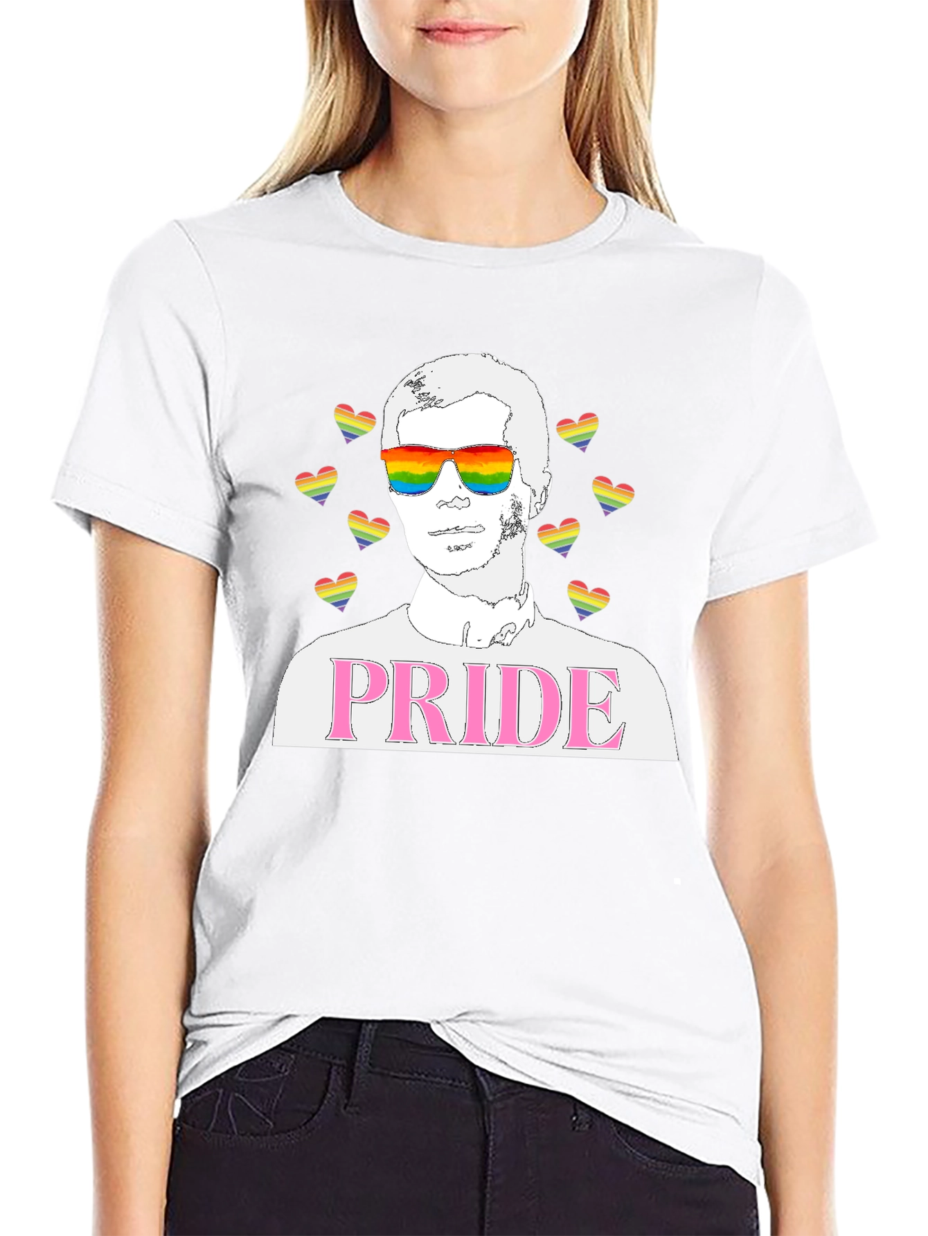 Pride Graphic T-Shirt - LGBTQ+ Rainbow Heart Design