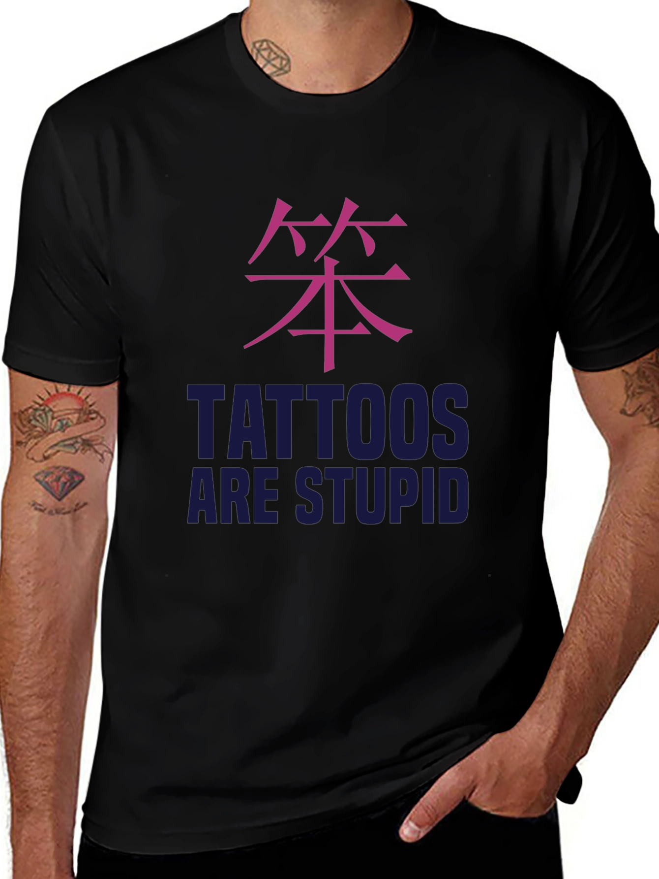 Tattoos Are Stupid Graphic Tee - Black