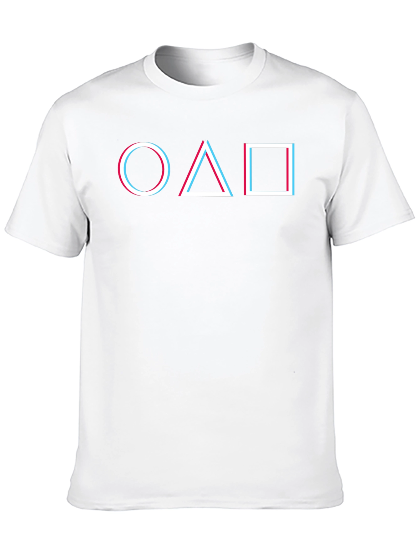 Trendy Graphic Tee - Circle Triangle Square Design