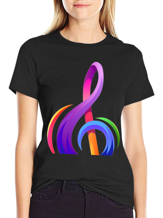 Abstract Rainbow Treble Clef Graphic T-Shirt