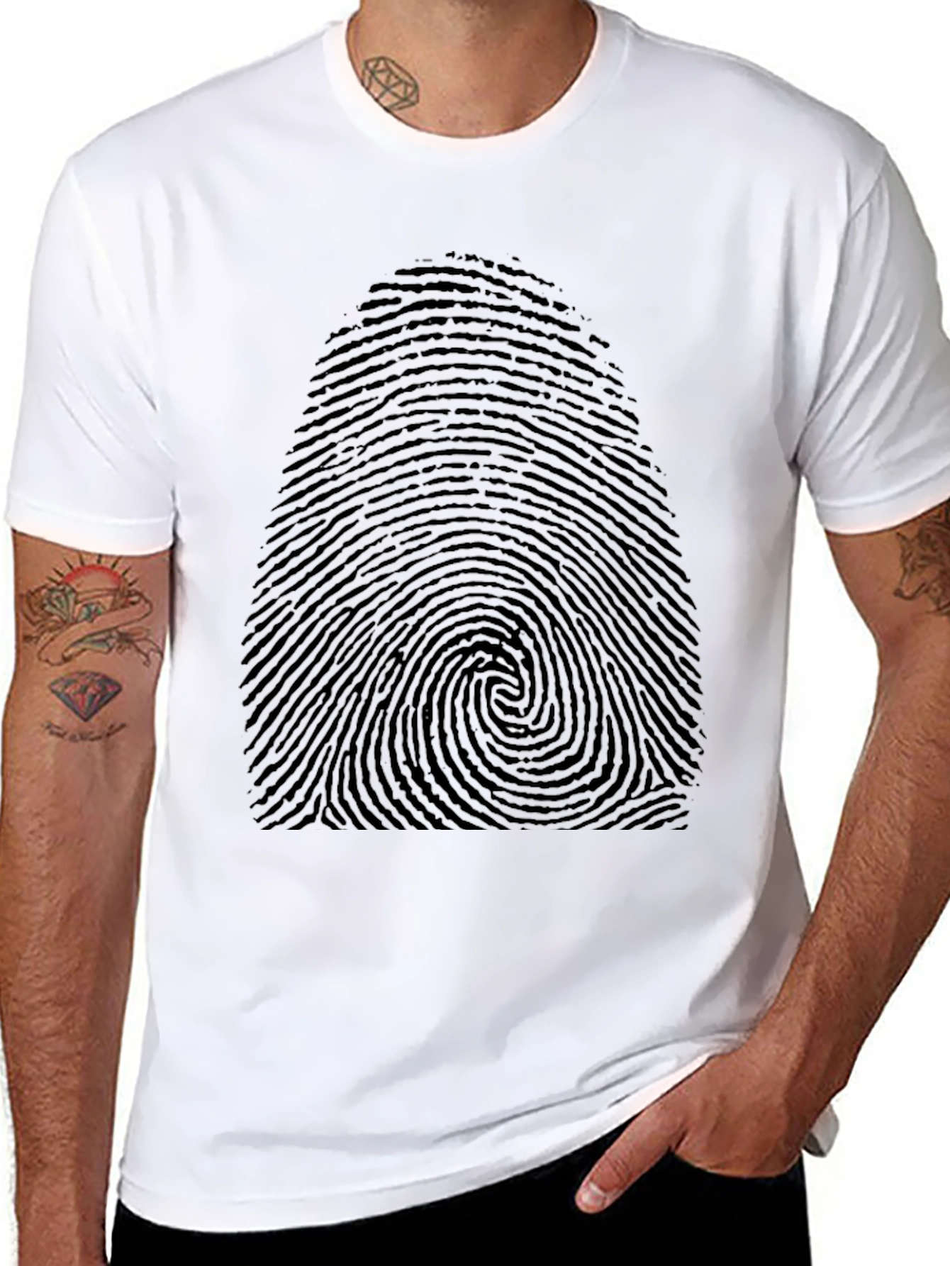 Fingerprint Graphic Tee - Black Unisex T-Shirt