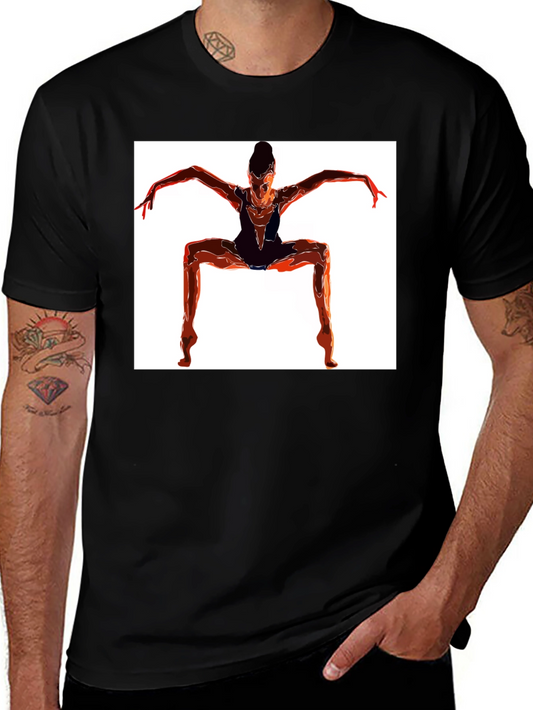 Abstract Dancer Graphic Tee - Modern Black T-Shirt