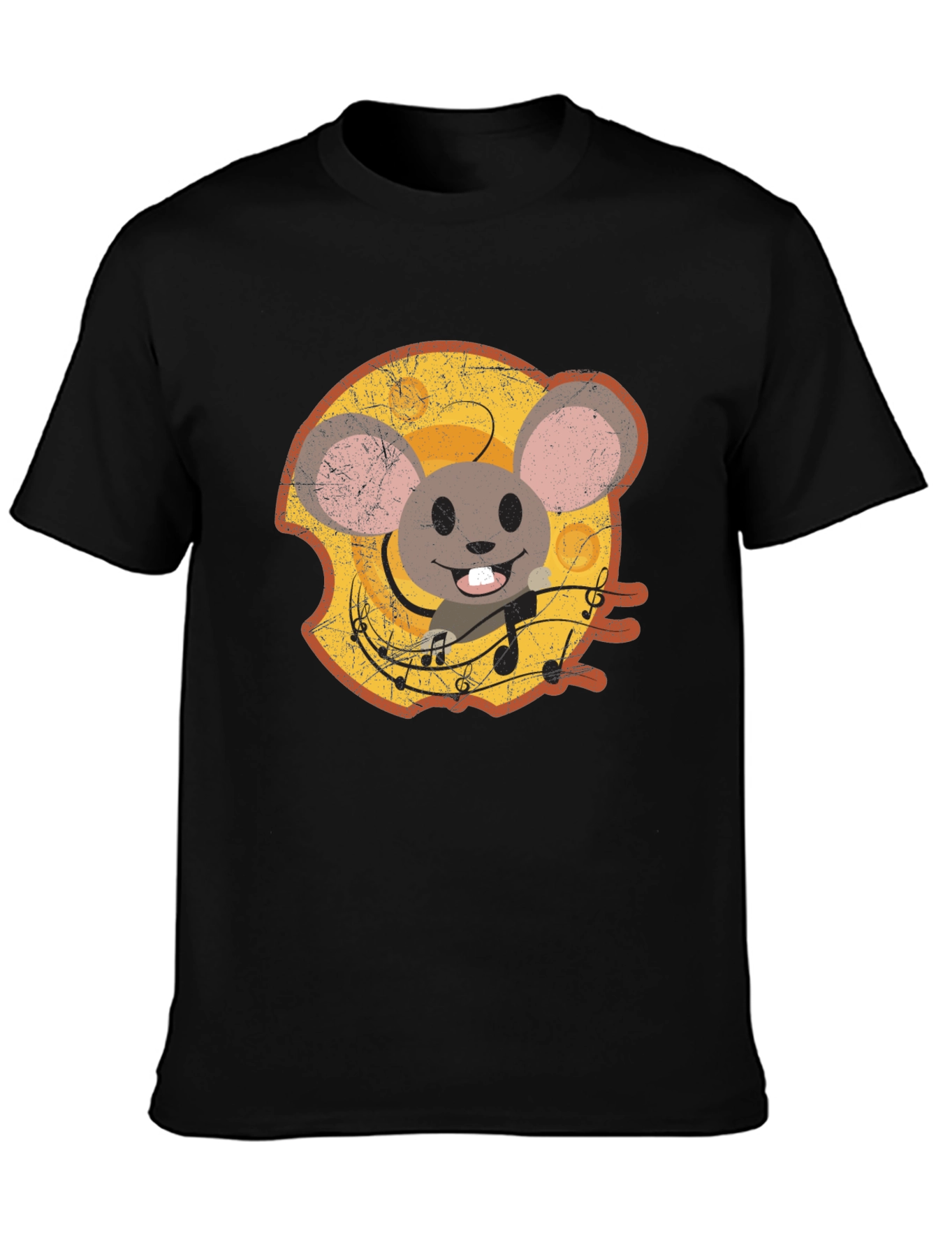 Cartoon Mouse Cheese Music T-Shirt