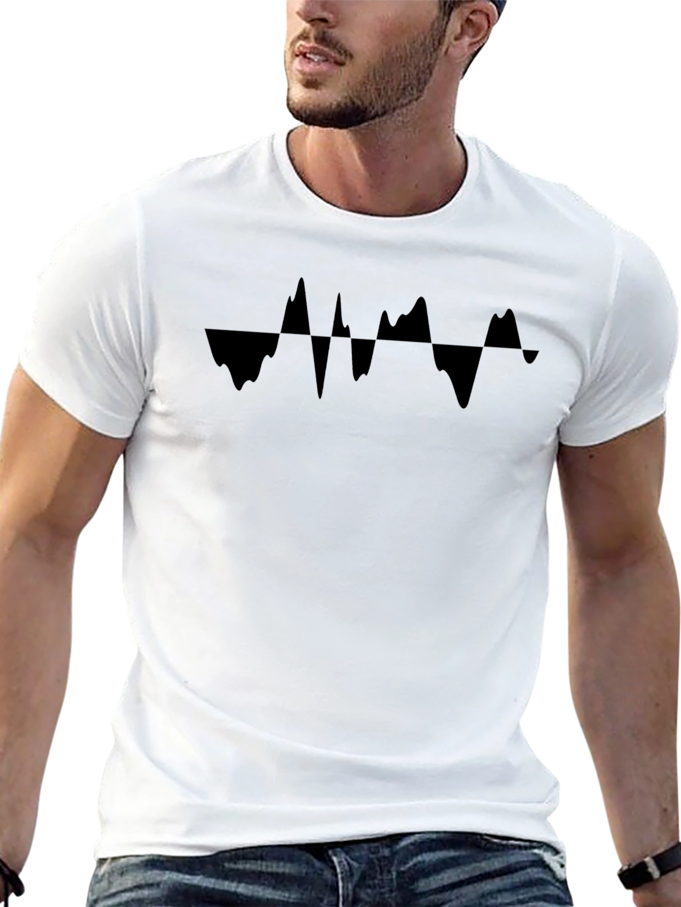 Abstract Waveform Graphic Tee - Mens Black T-Shirt