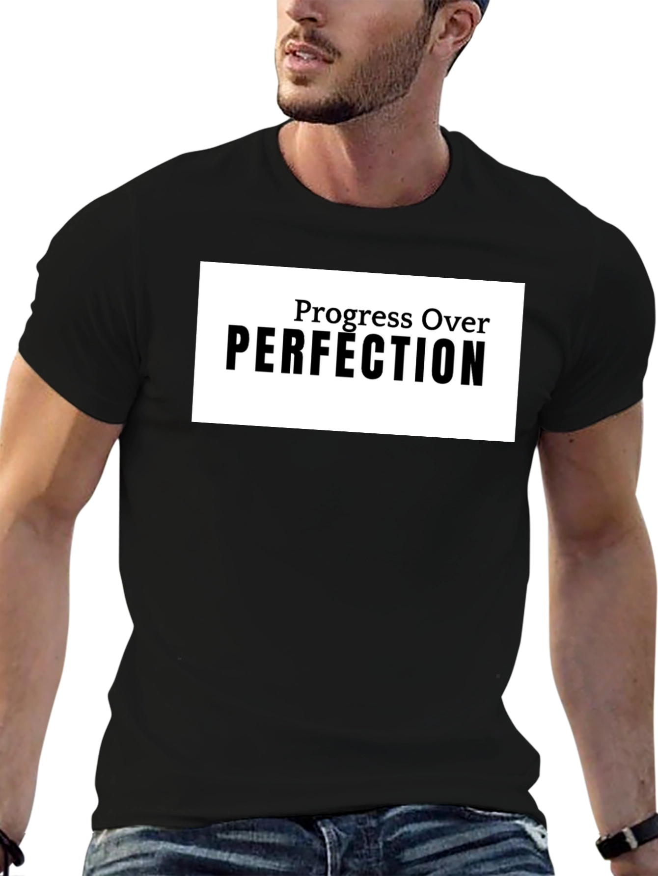 Progress Over Perfection Black T-Shirt