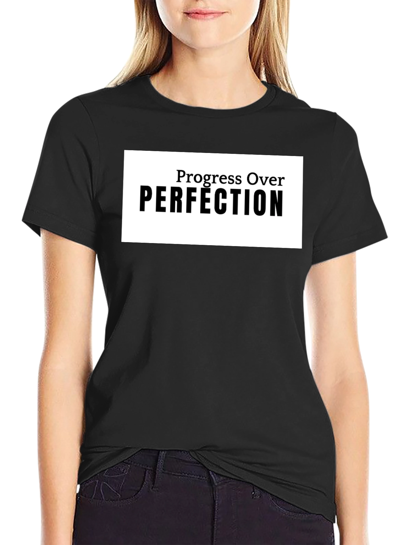 Progress Over Perfection Black T-Shirt