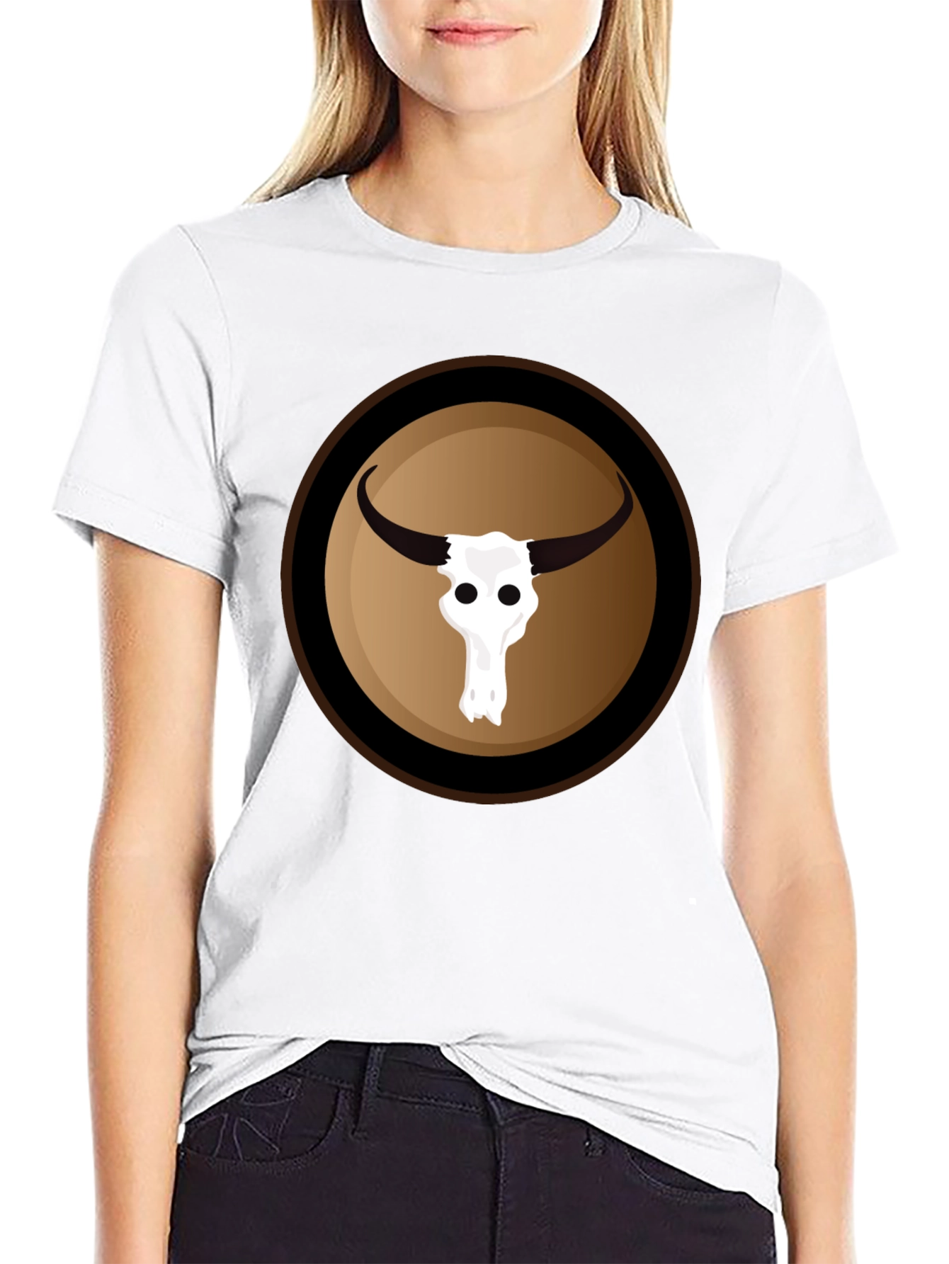 Bull Skull Graphic Black T-Shirt