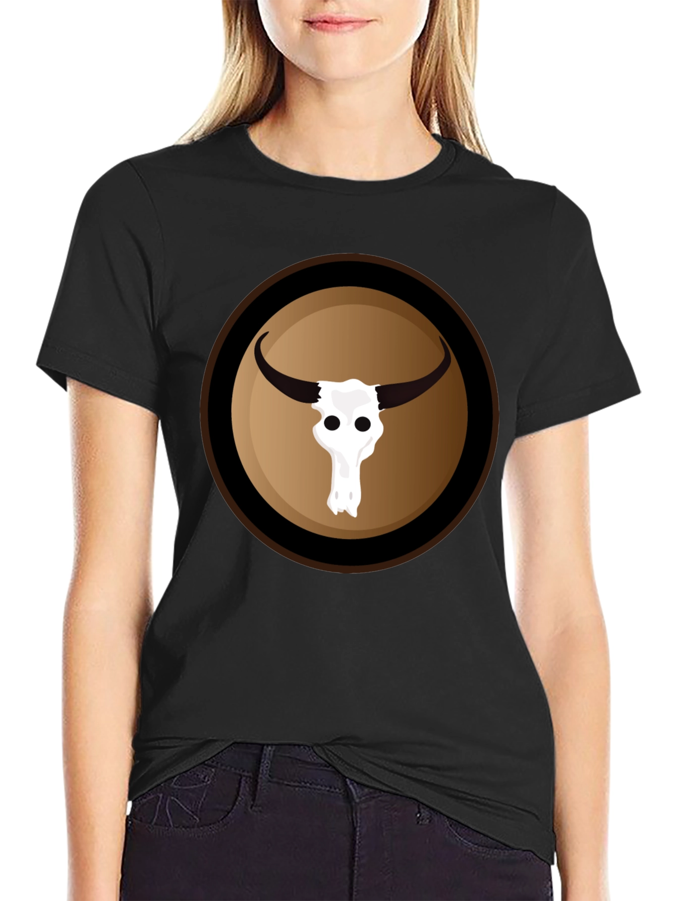 Bull Skull Graphic Black T-Shirt