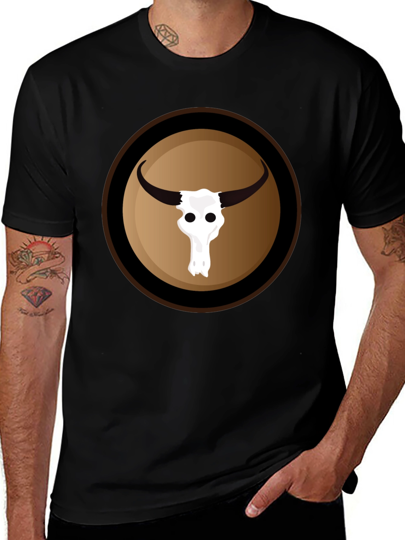 Bull Skull Graphic Black T-Shirt