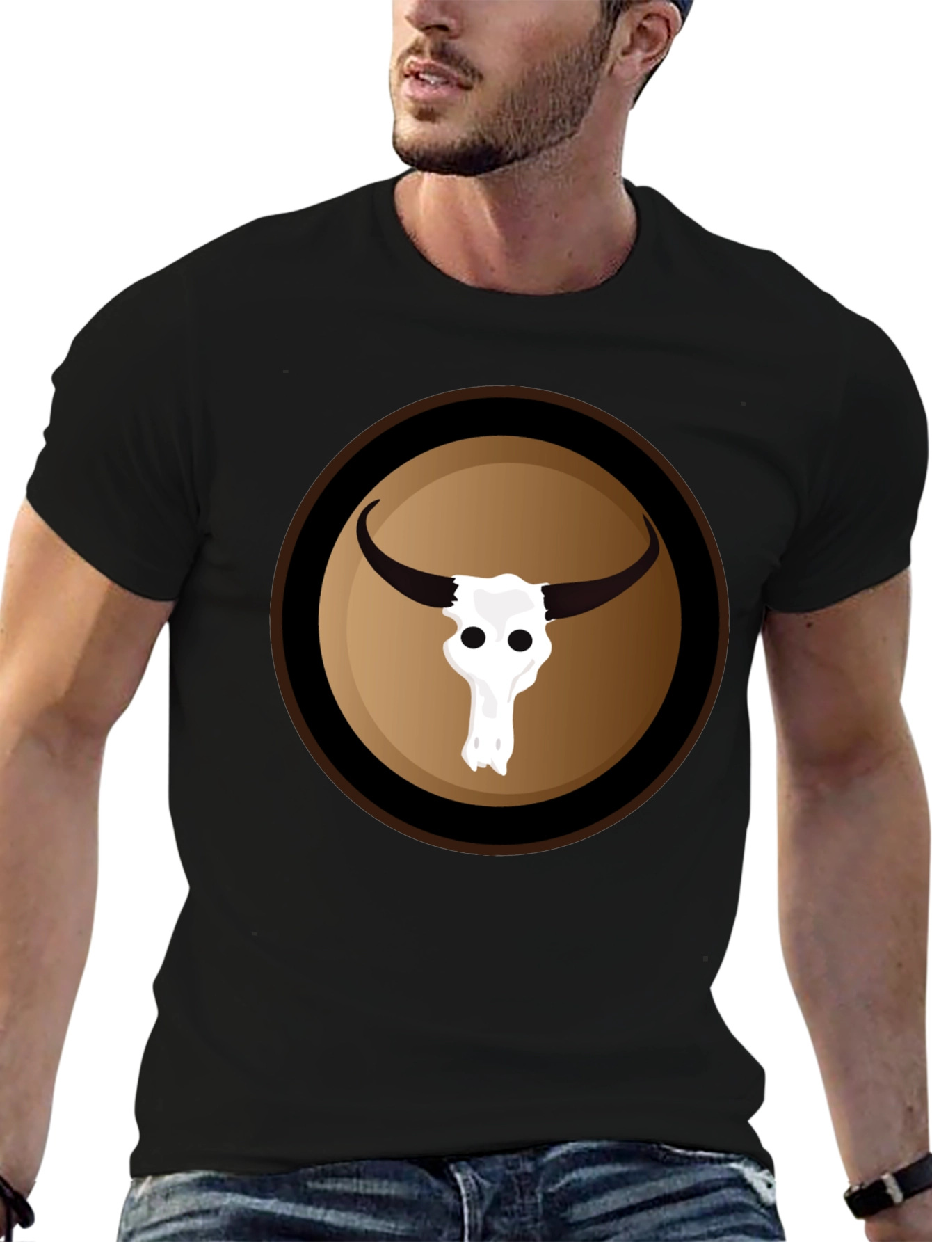 Bull Skull Graphic Black T-Shirt