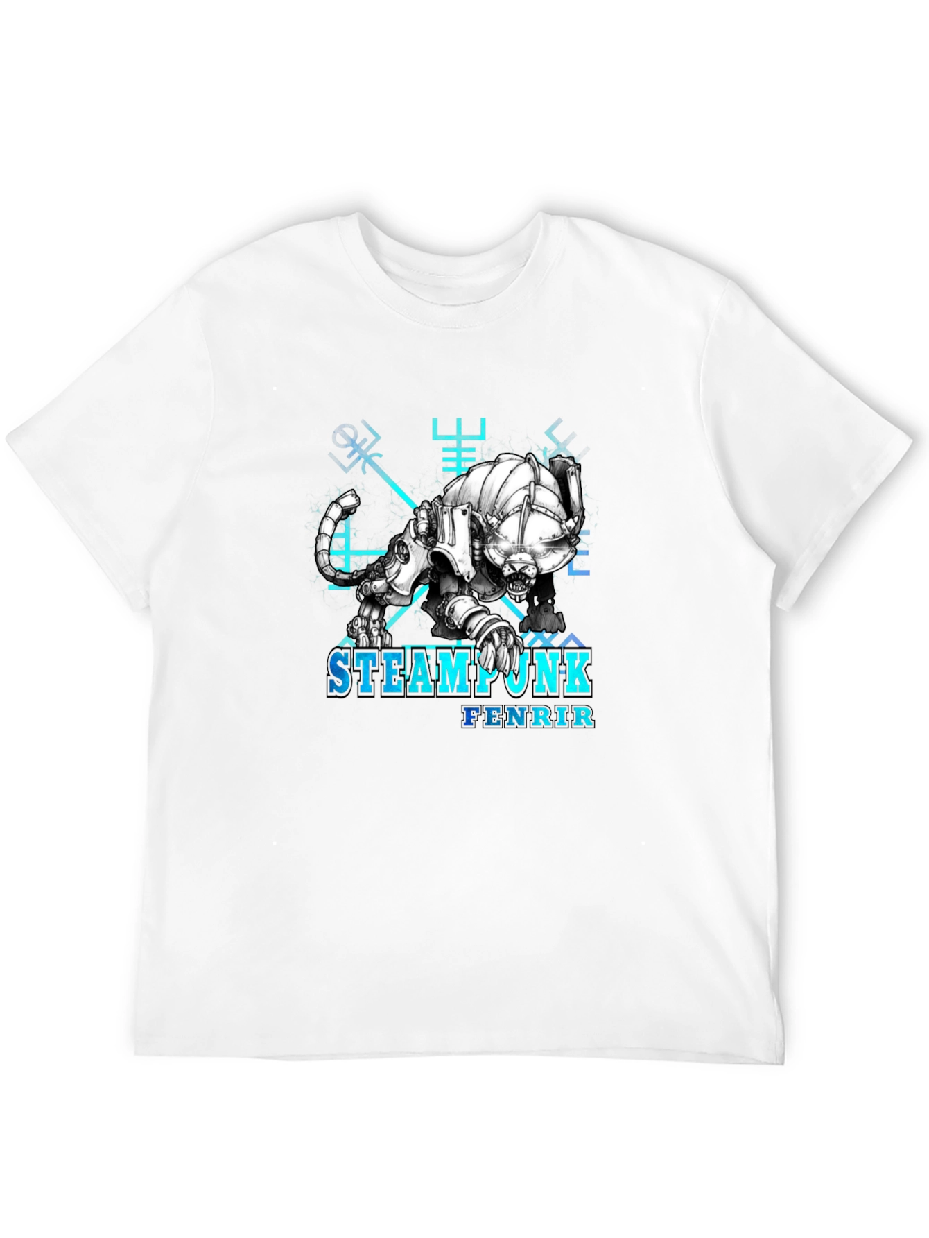 Steampunk Fenrir Graphic T-Shirt - Norse Mythology Design