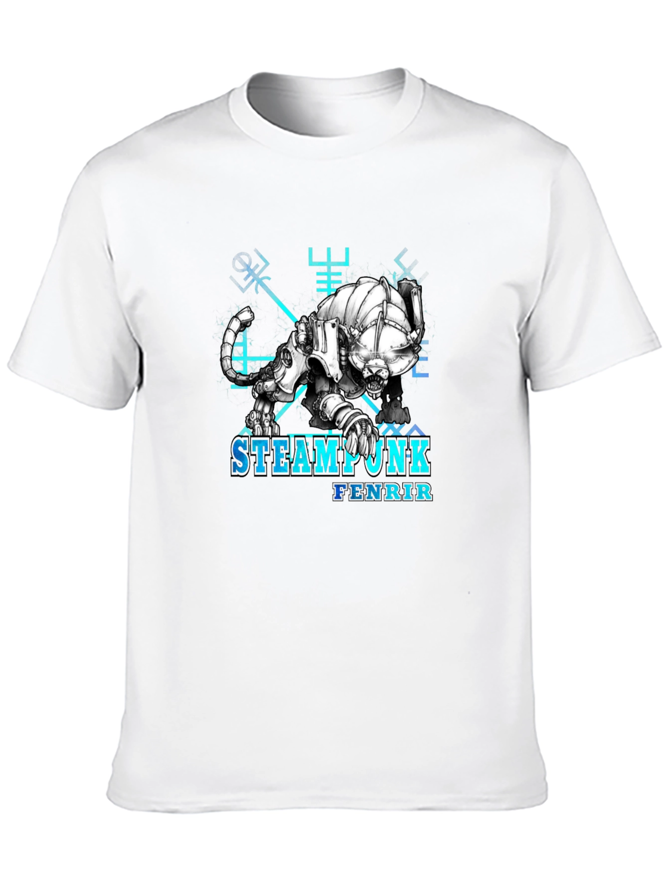 Steampunk Fenrir Graphic T-Shirt - Norse Mythology Design