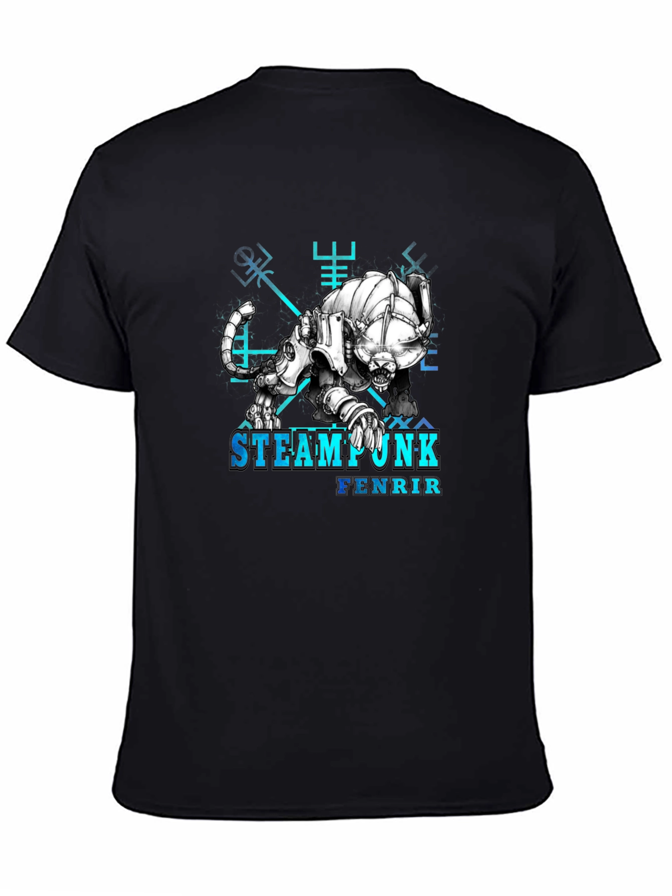 Steampunk Fenrir Graphic T-Shirt - Norse Mythology Design