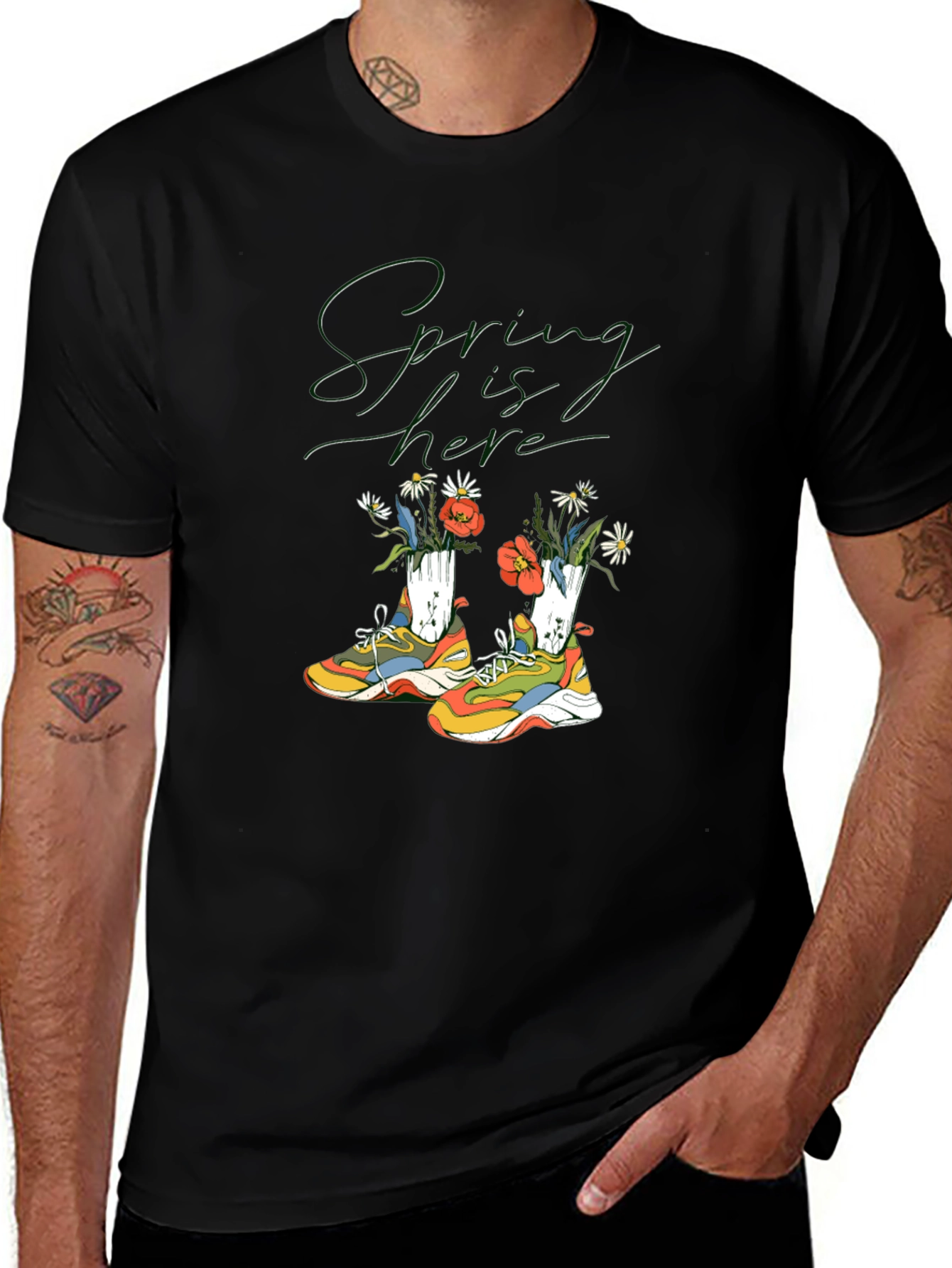 Spring Sneakers T-Shirt: Fashionable Floral Design