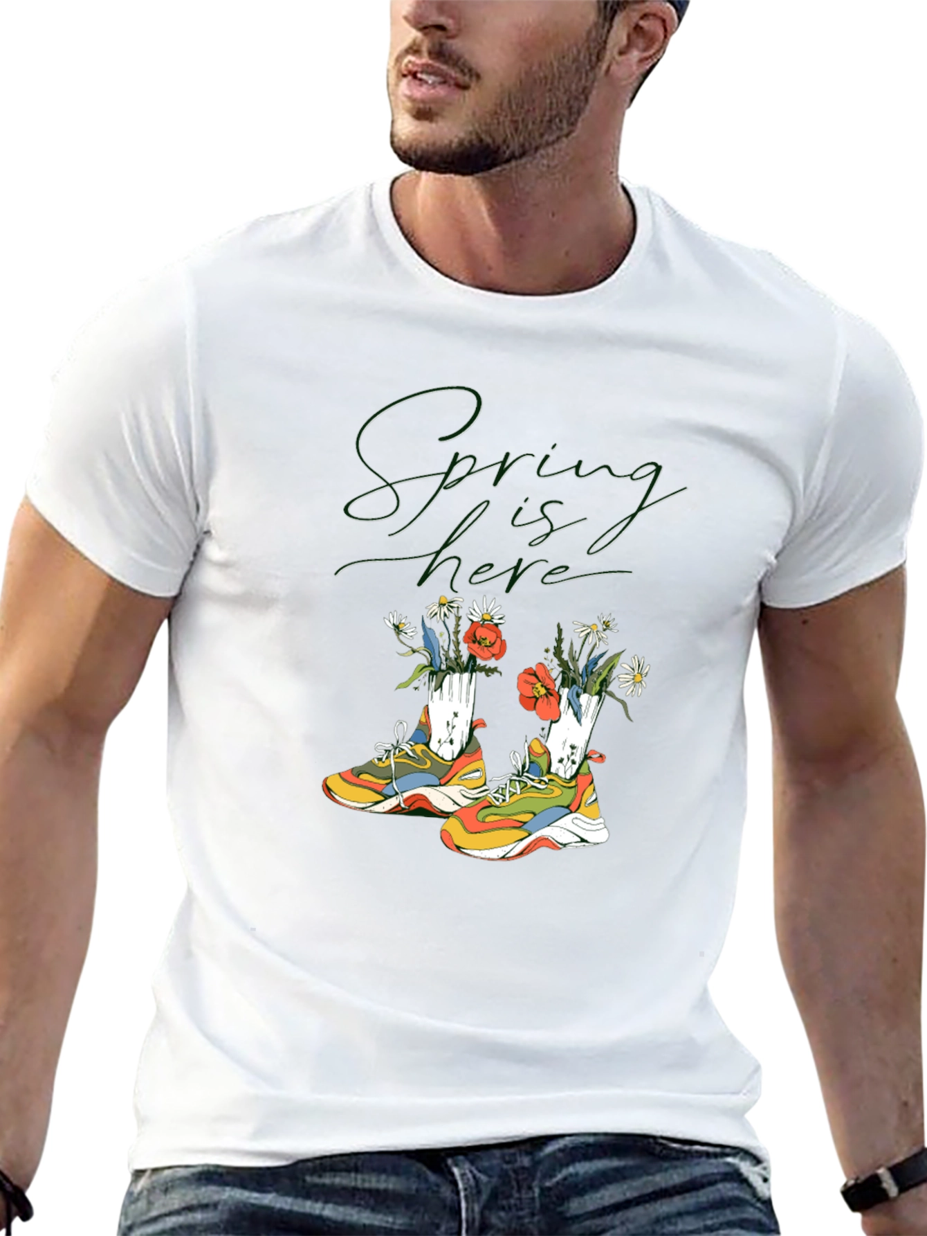 Spring Sneakers T-Shirt: Fashionable Floral Design