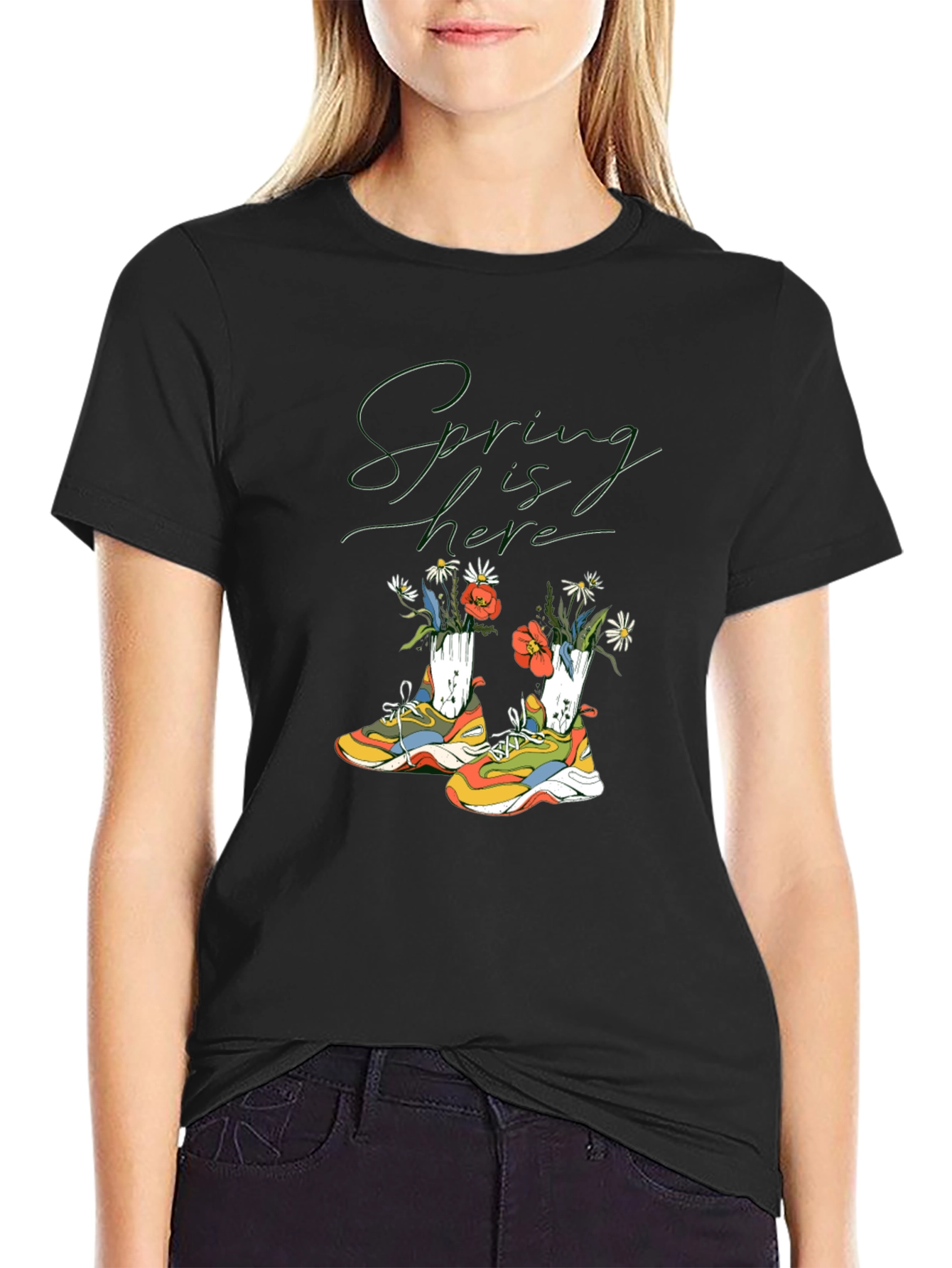 Spring Sneakers T-Shirt: Fashionable Floral Design