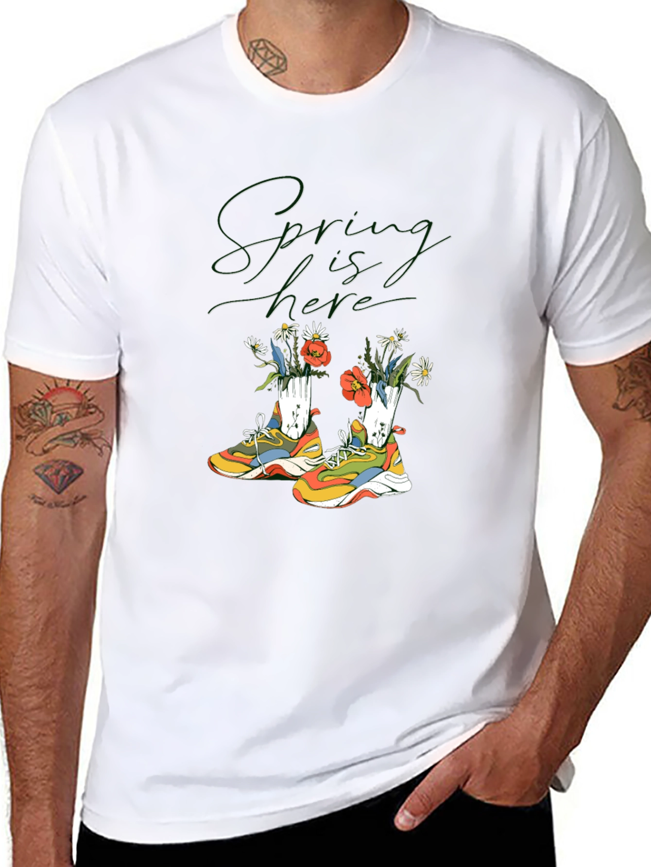Spring Sneakers T-Shirt: Fashionable Floral Design