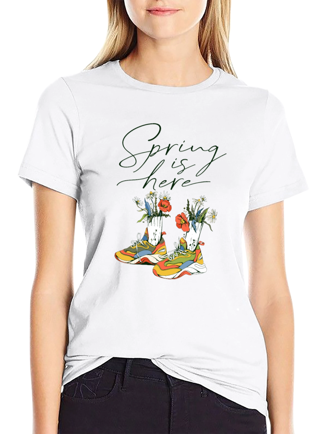 Spring Sneakers T-Shirt: Fashionable Floral Design