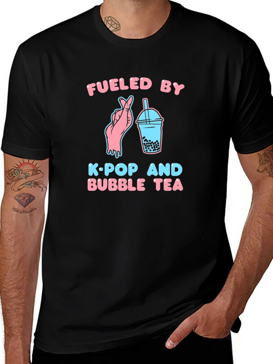 Fueled By K-Pop & Bubble Tea Black T-Shirt
