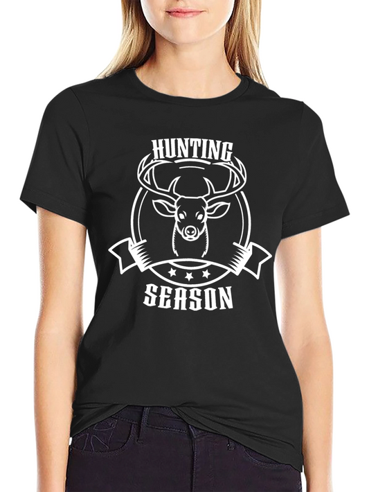 Hunting Season Black T-Shirt Deer Graphic
