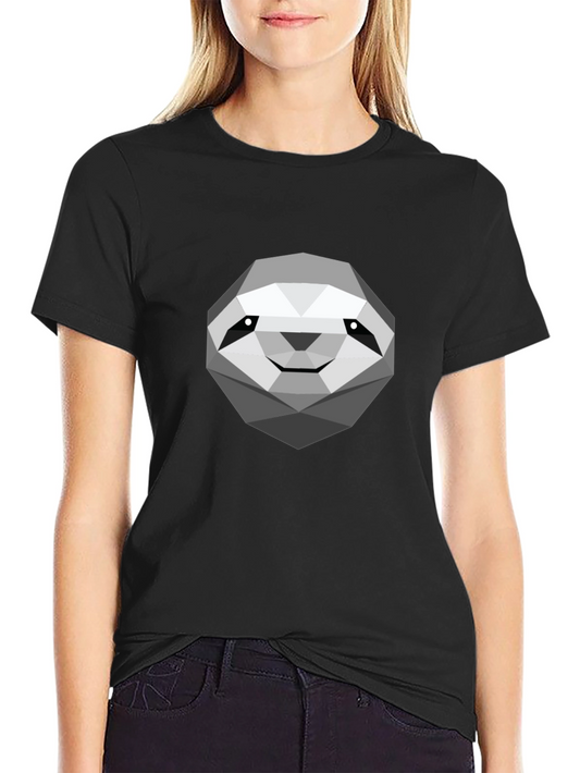 Geometric Sloth Graphic Tee - Modern Casual Comfort