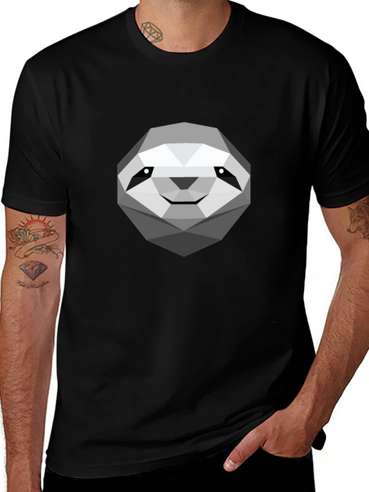 Geometric Sloth Graphic Tee - Modern Casual Comfort