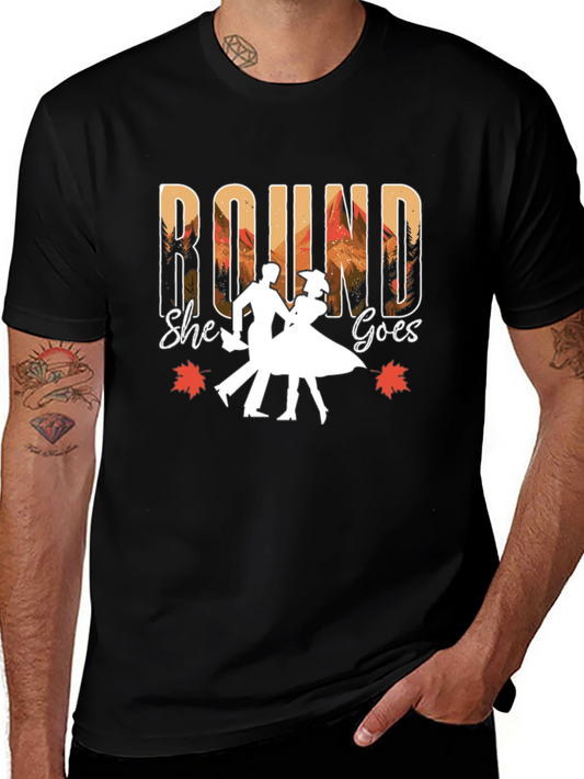 Round She Goes Graphic Tee - Dancing Autumn Design