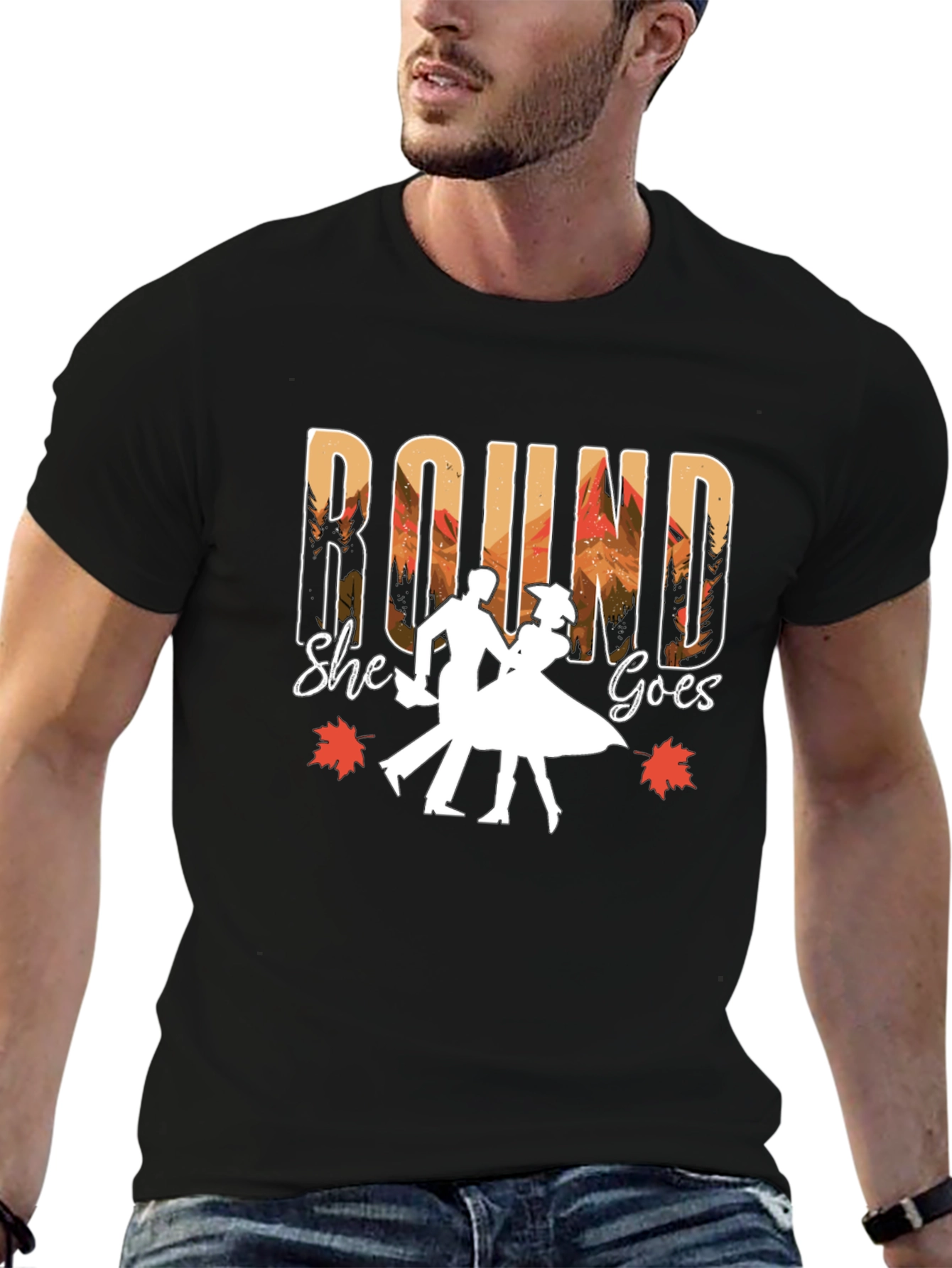 Round She Goes Graphic Tee - Dancing Autumn Design