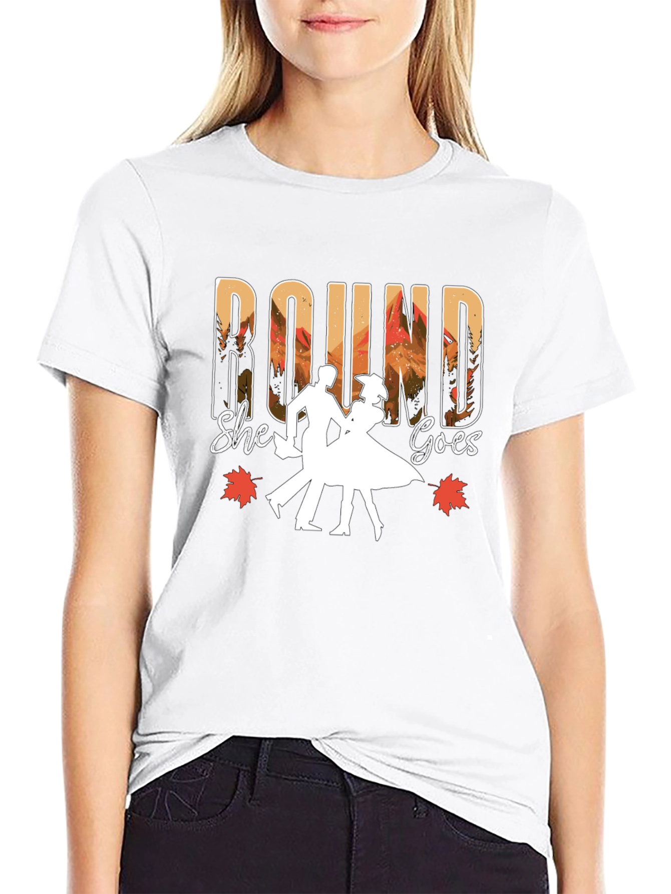 Round She Goes Graphic Tee - Dancing Autumn Design