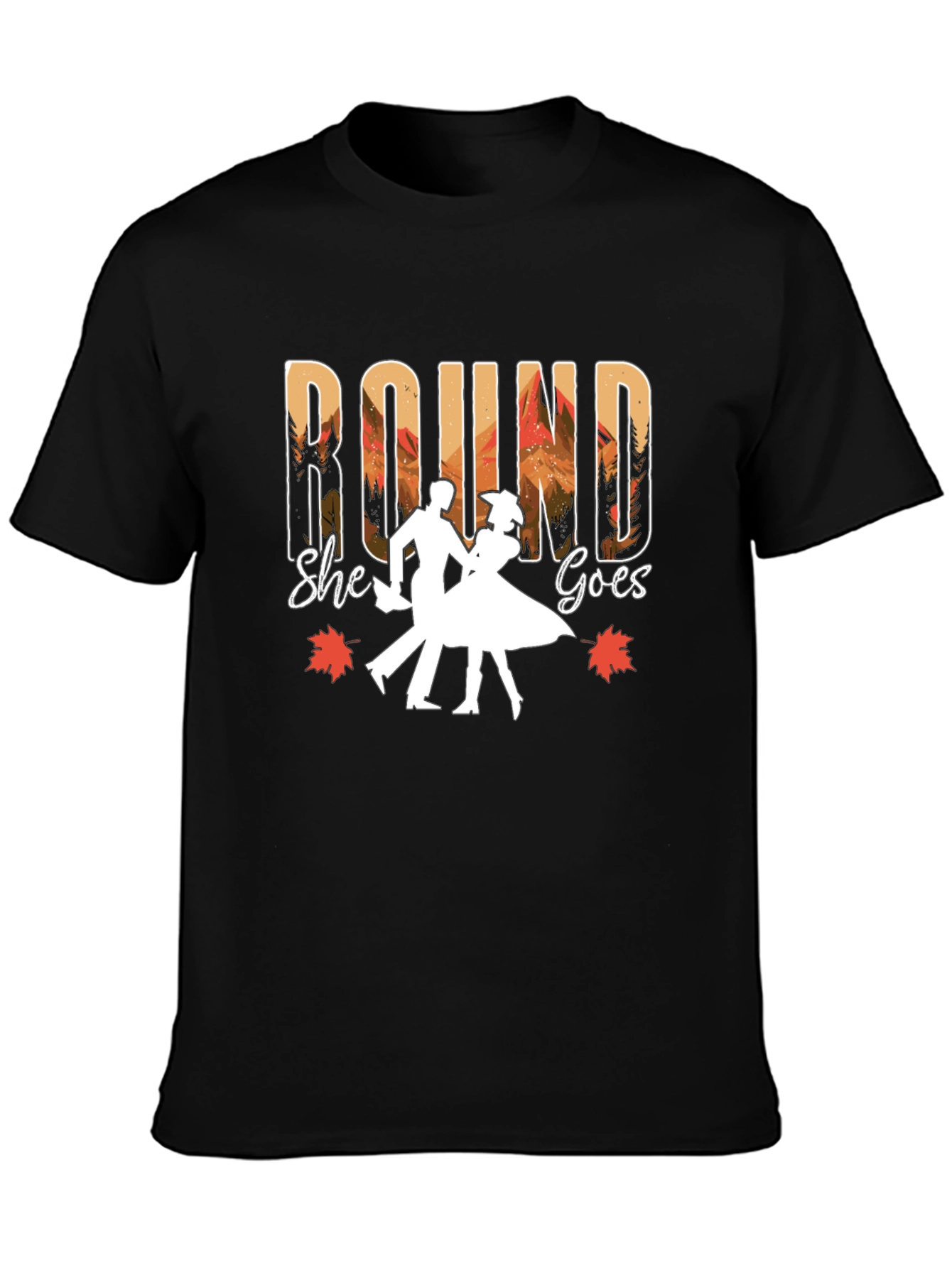 Round She Goes Graphic Tee - Dancing Autumn Design