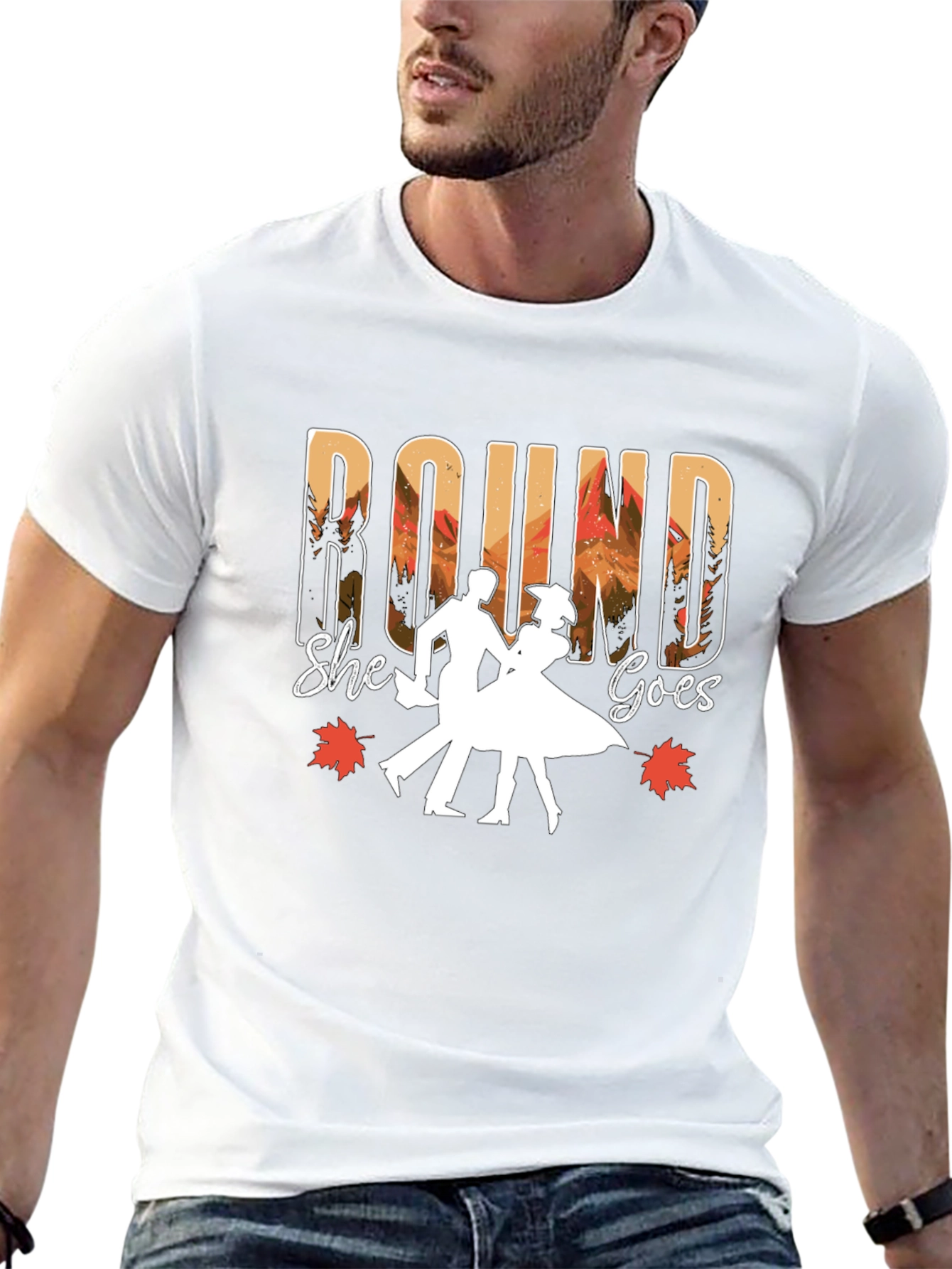 Round She Goes Graphic Tee - Dancing Autumn Design