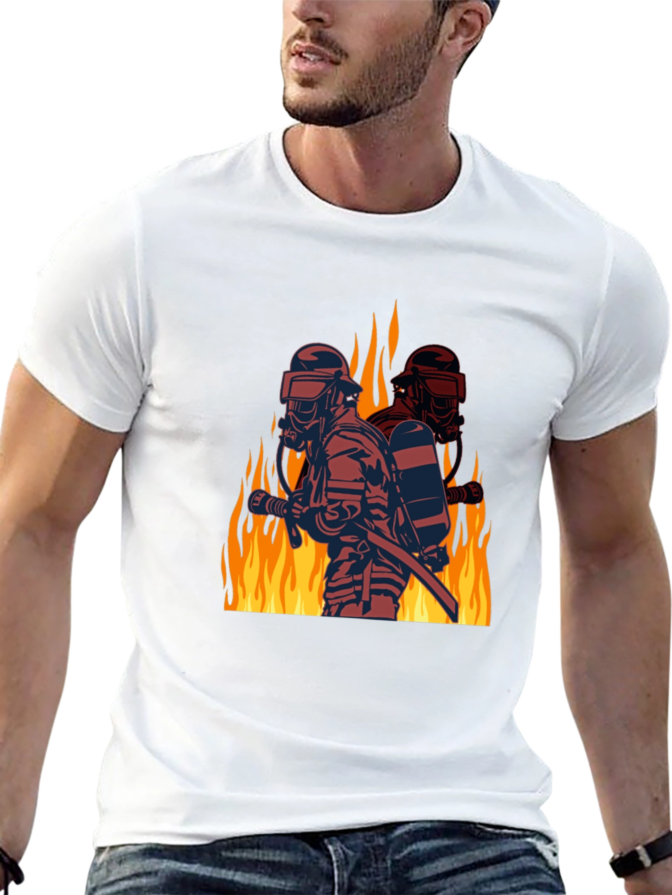 Firefighter Graphic Tee - Black Cotton Blend