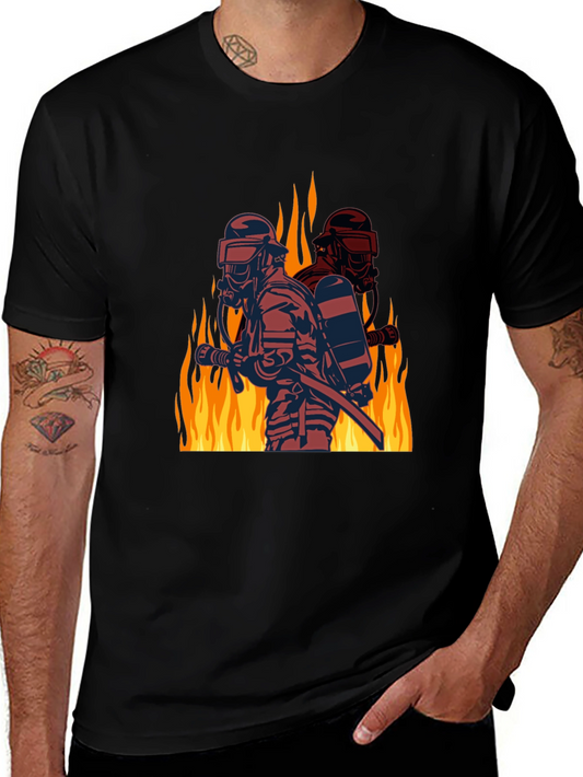Firefighter Graphic Tee - Black Cotton Blend