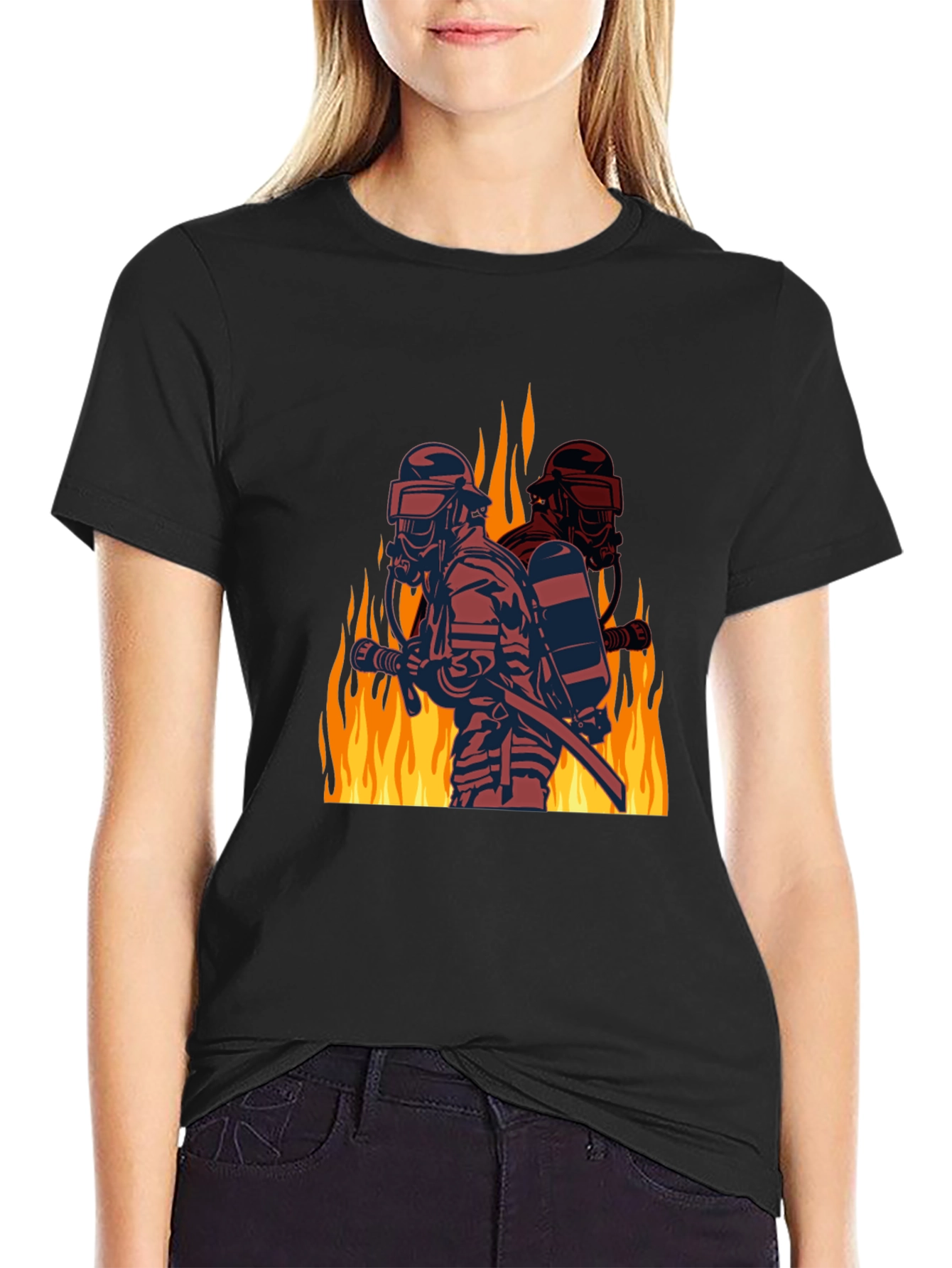 Firefighter Graphic Tee - Black Cotton Blend