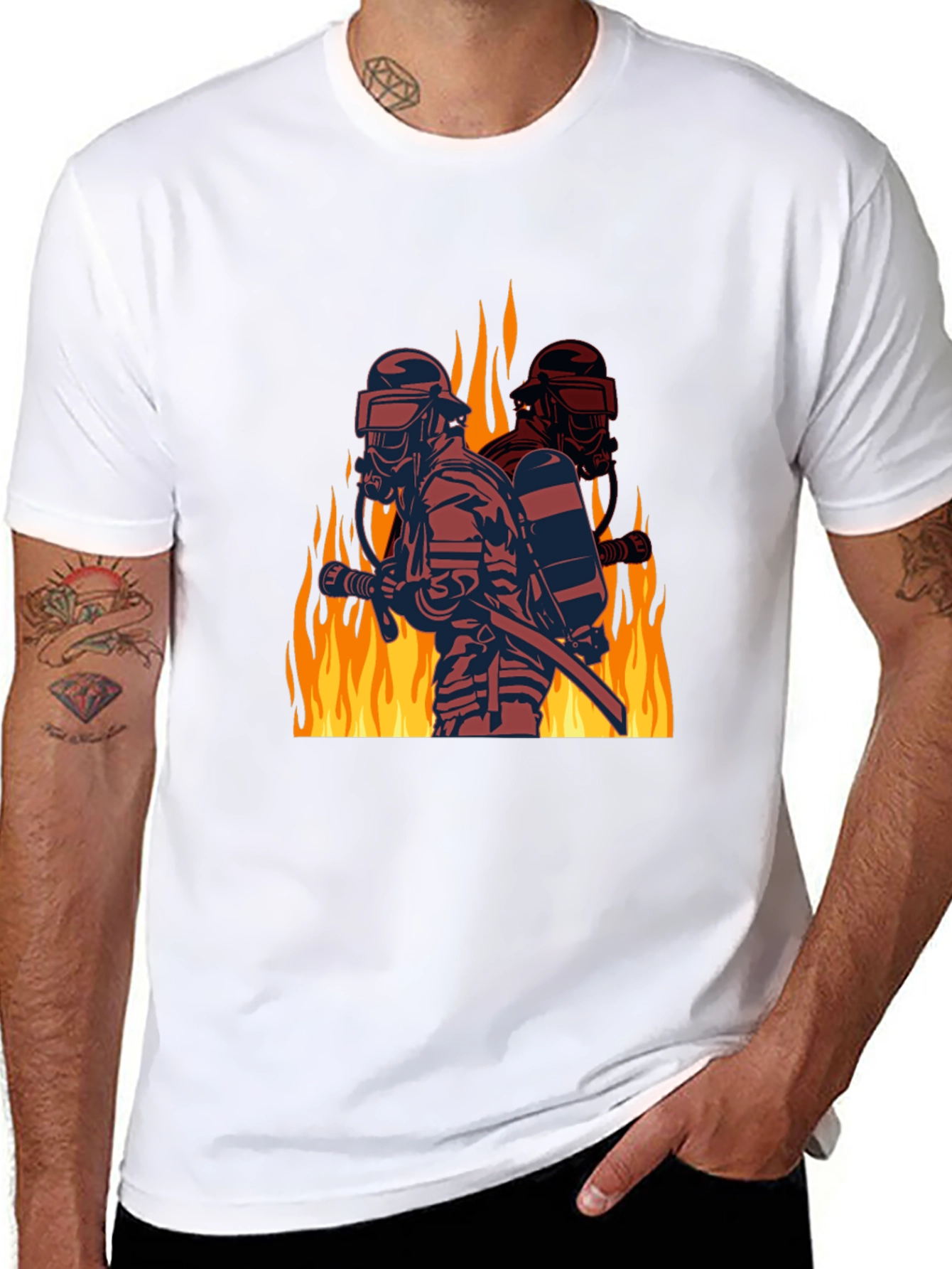 Firefighter Graphic Tee - Black Cotton Blend