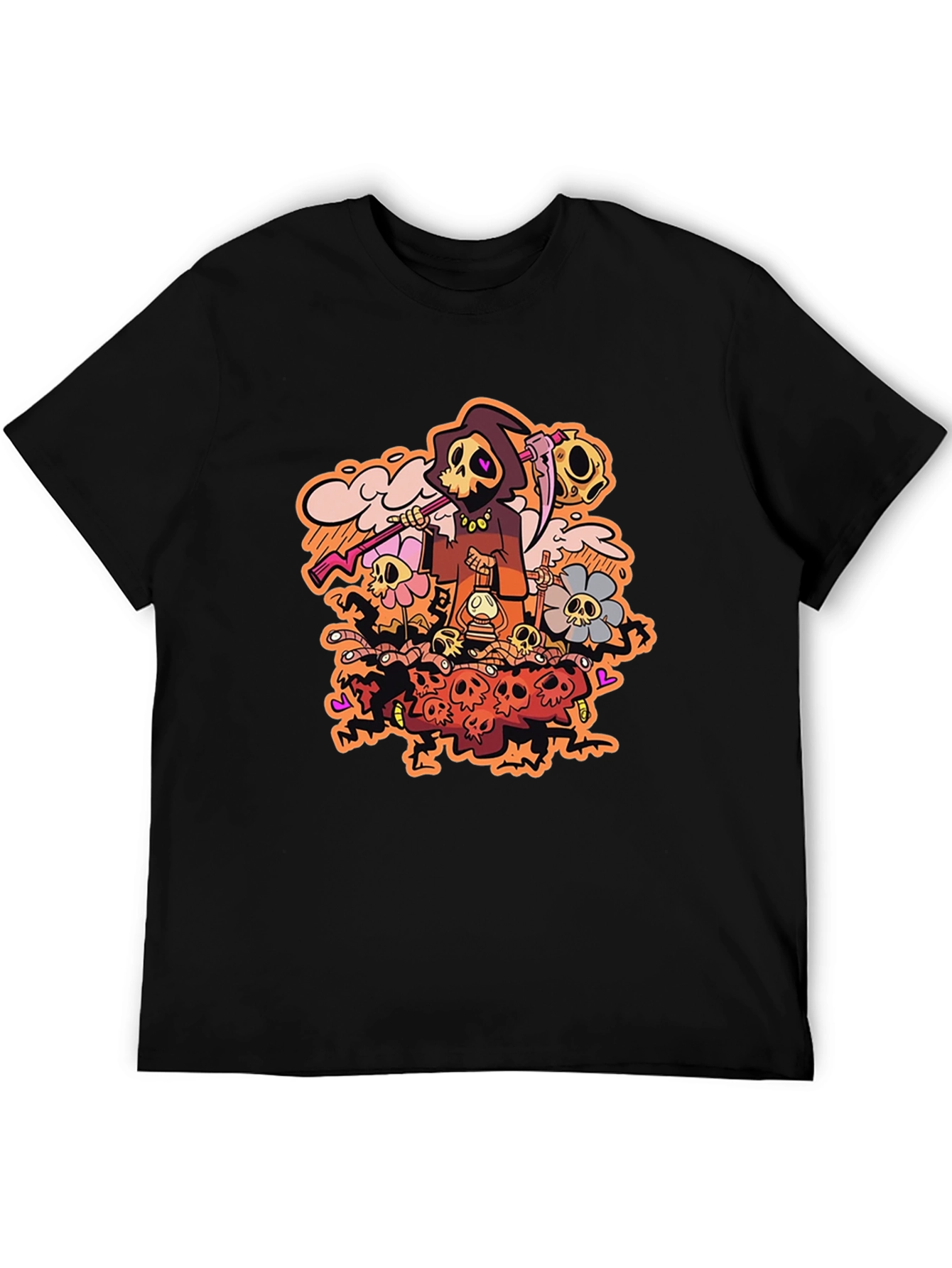 Grim Reaper Graphic Print Black T-Shirt