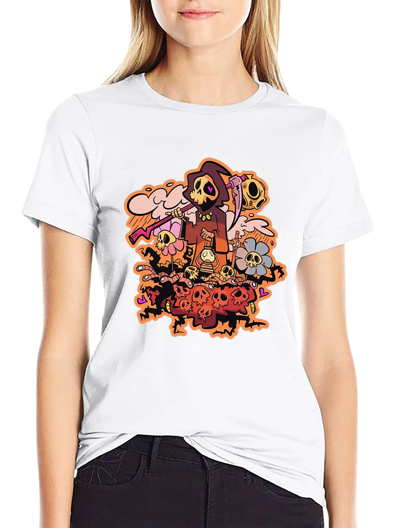 Grim Reaper Graphic Print Black T-Shirt