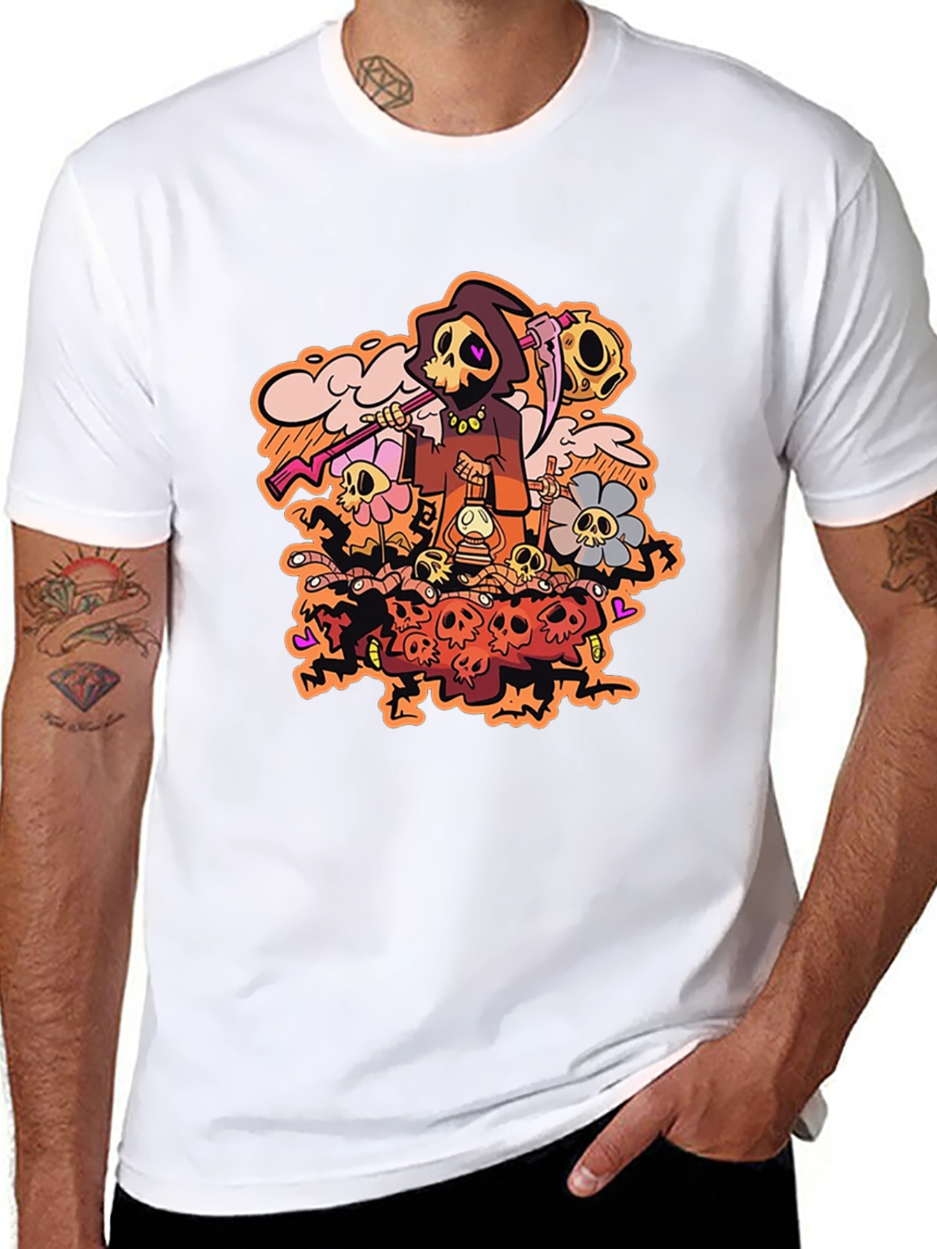 Grim Reaper Graphic Print Black T-Shirt