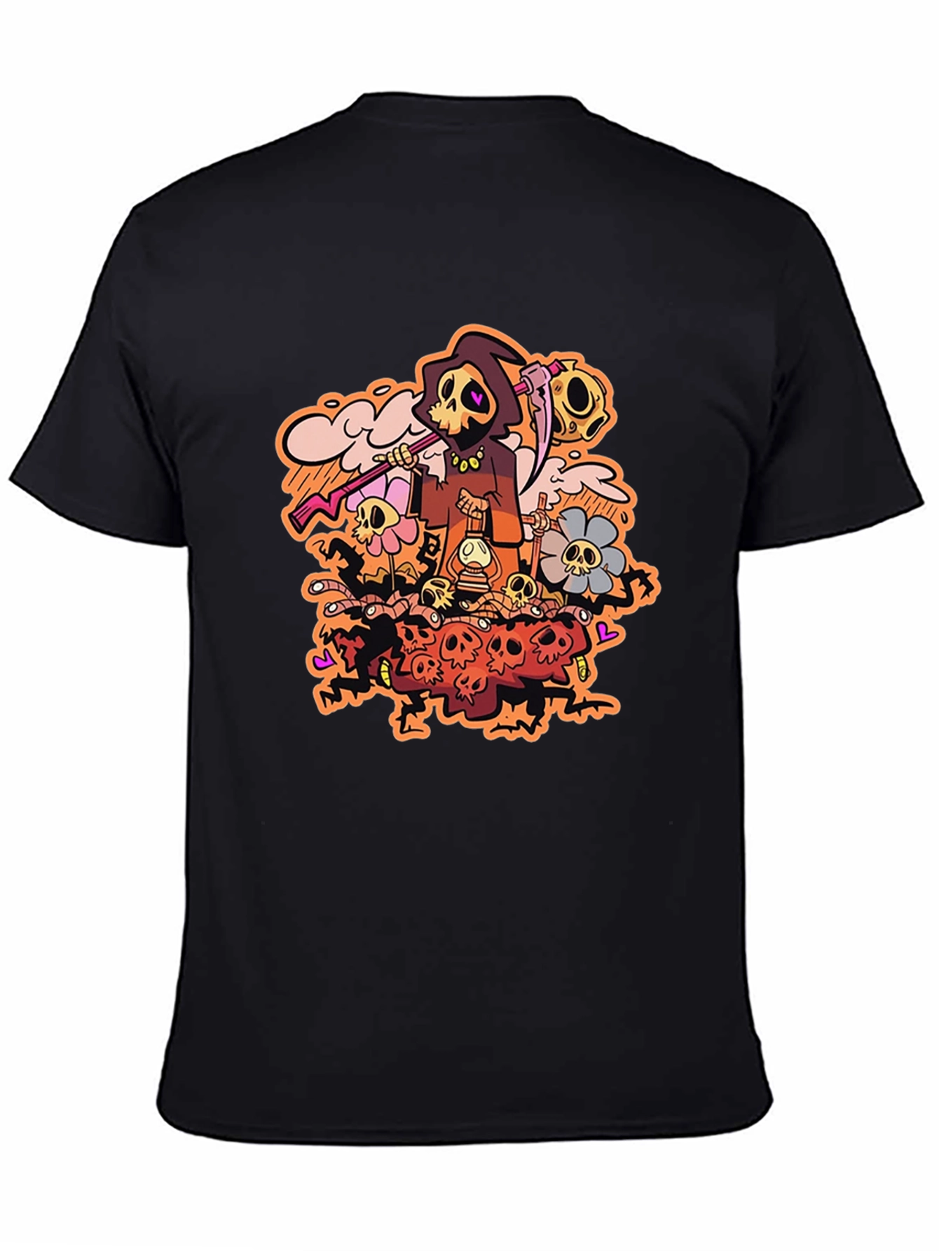 Grim Reaper Graphic Print Black T-Shirt