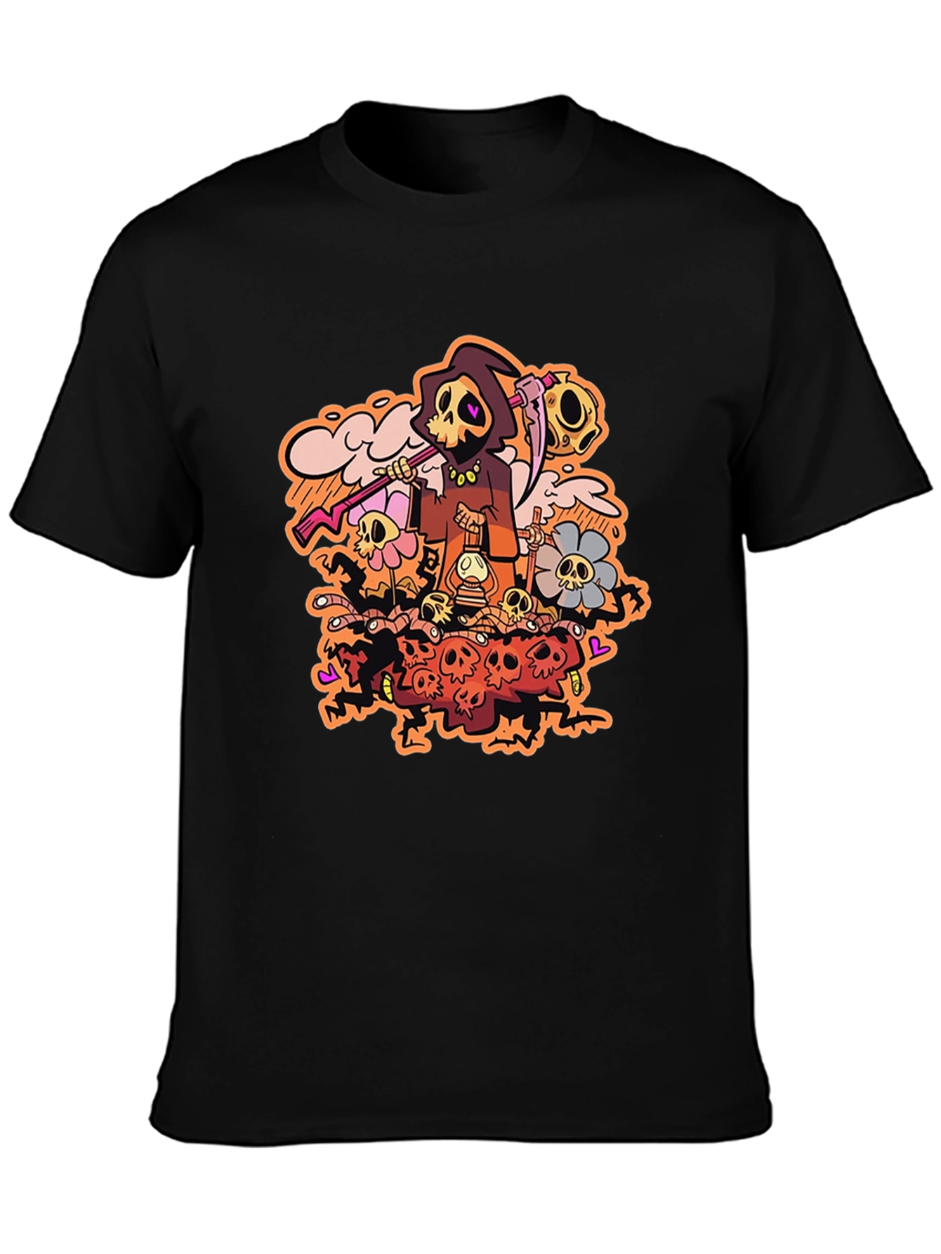 Grim Reaper Graphic Print Black T-Shirt