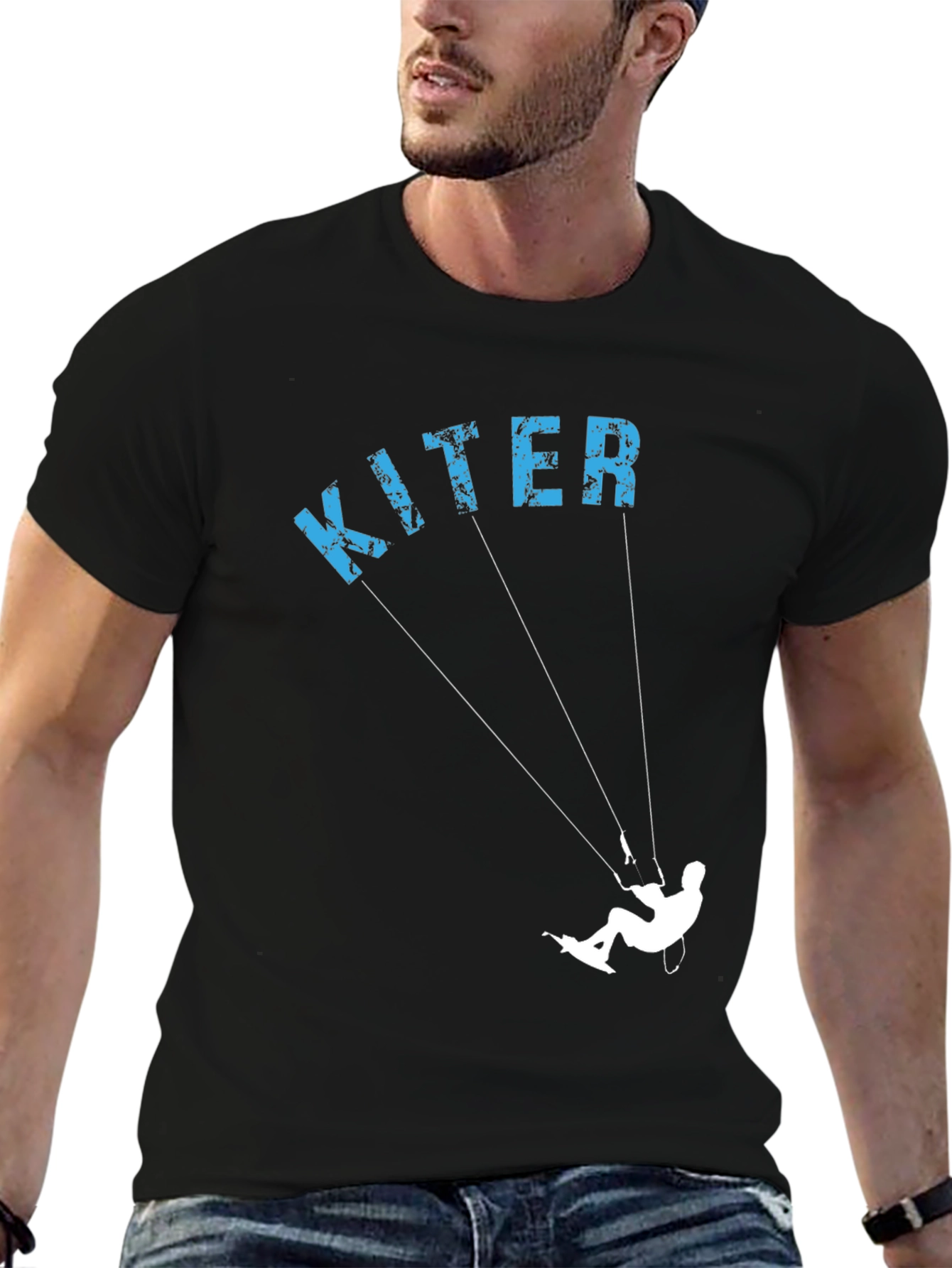 Kiter Graphic Tee - Black Cotton T-Shirt